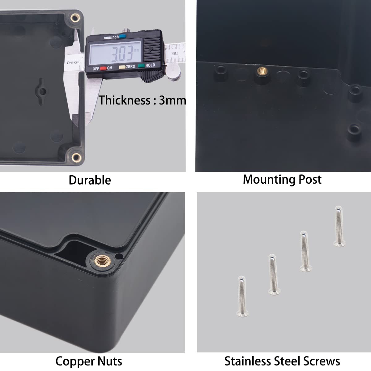 IP67 Waterproof Project Junction Box ABS 6.30×4.33×3.54 Inch 160x110x90 mm