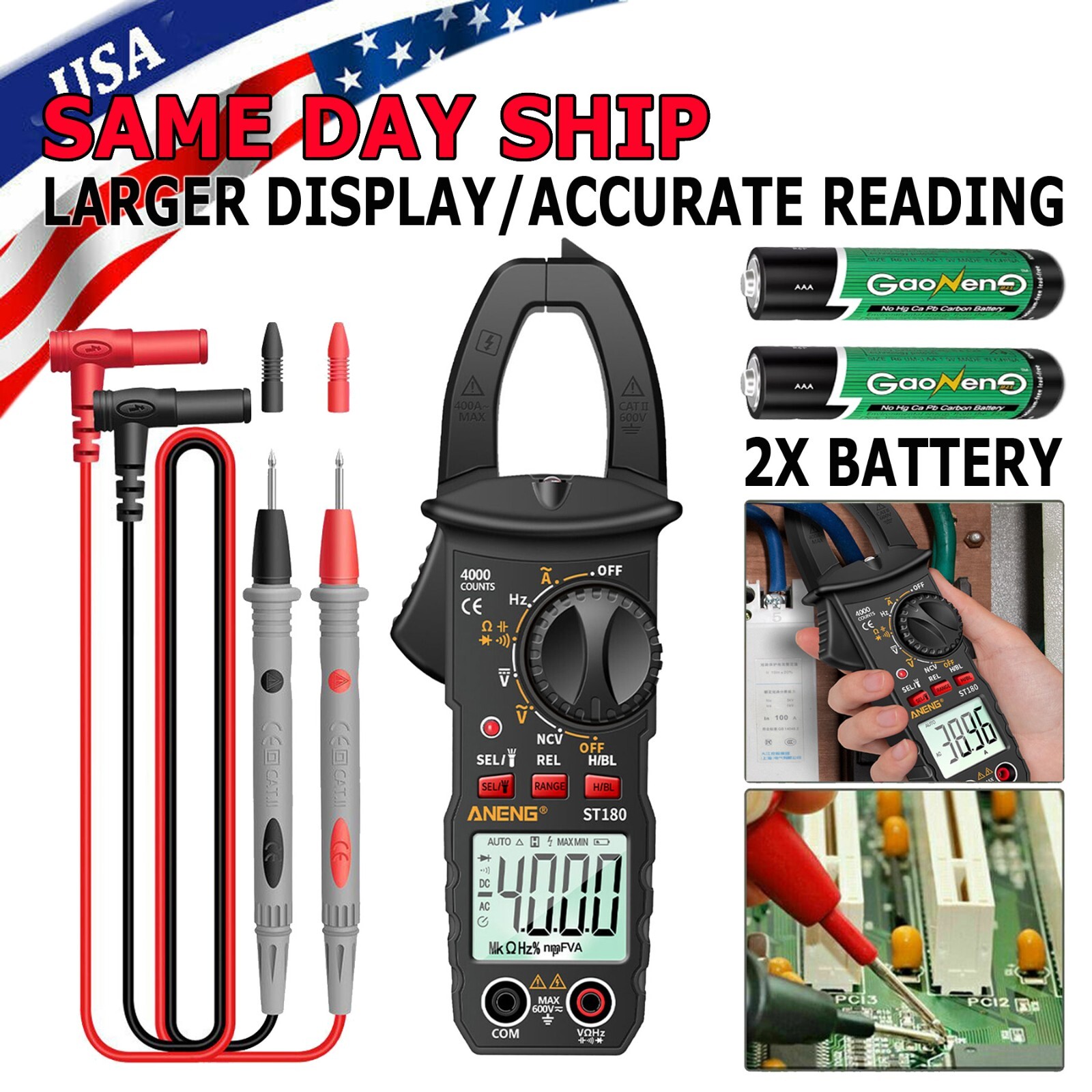 Digital Multimeter Tester AC DC Volt Amp Clamp Meter Auto Range LCD Handheld