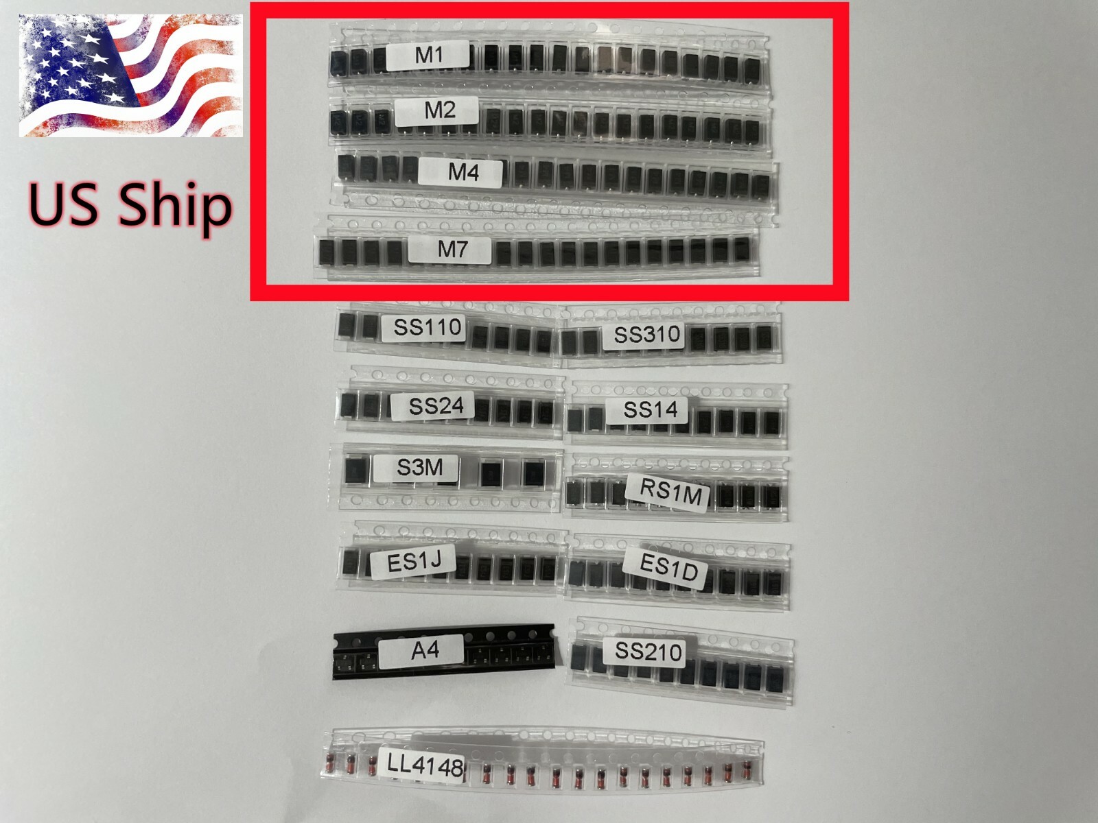 10pcs 1N4001/M1 1N4002/M2 1N4004/M4 1N4007/M7 SMA Rectifier Diode DO-214AC US