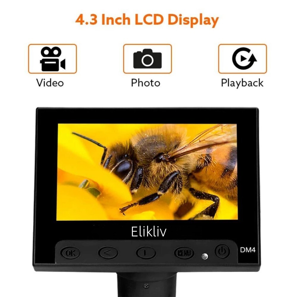 Elikliv 4.3″ Coin LCD Digital 1000x Magnifier w/8 Adjustable LED Lights Used
