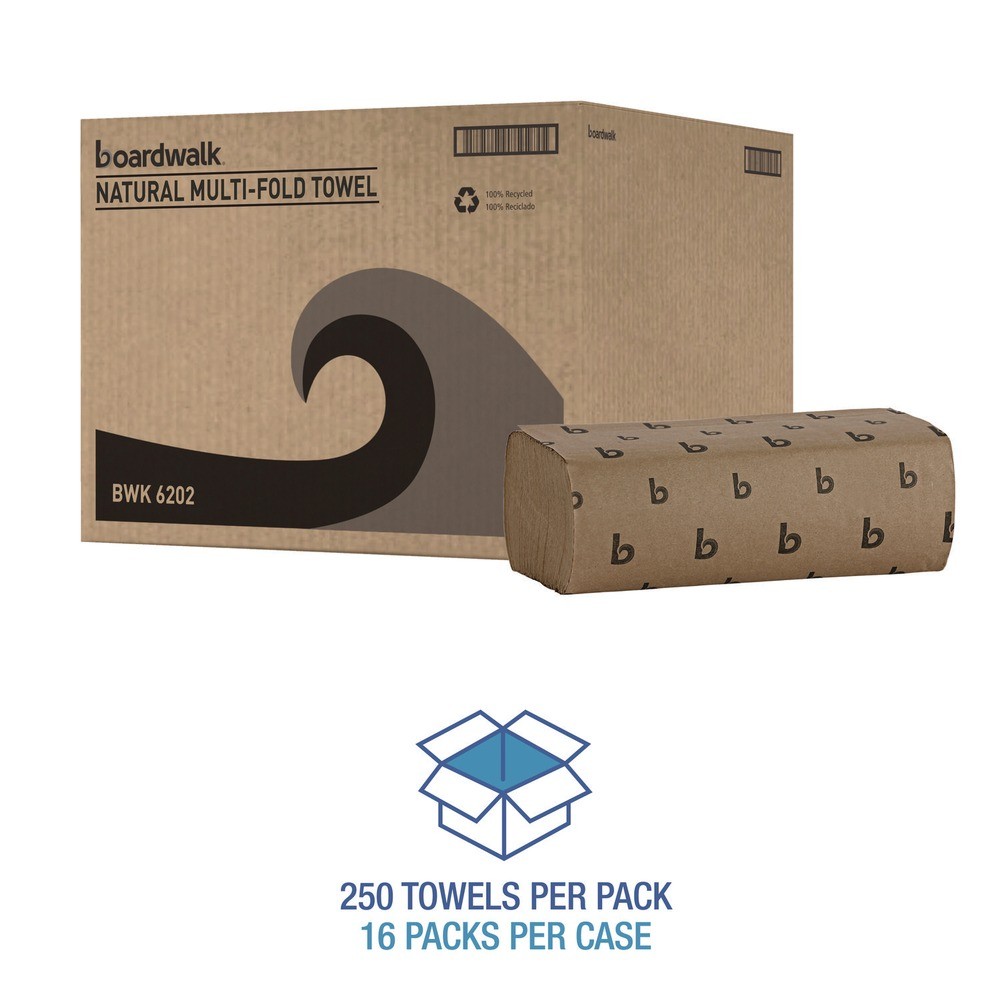 Boardwalk 6202 9″ x 9-9/20″ Multifold Paper Towels – Natural (16/Carton) New