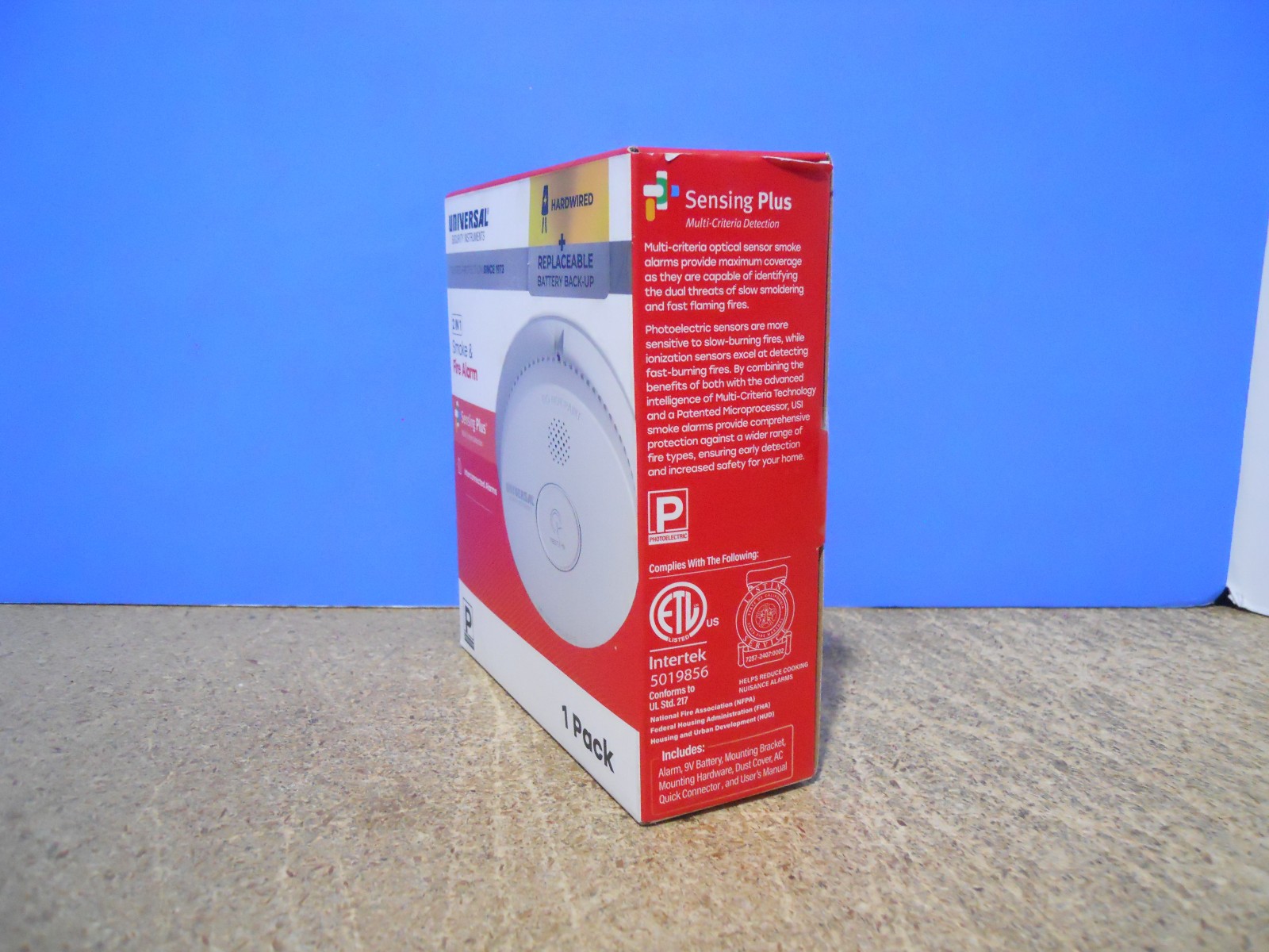 Universal Security 2 In 1 Smoke & Fire Alarm Sensing + Hardwired Battery Backup