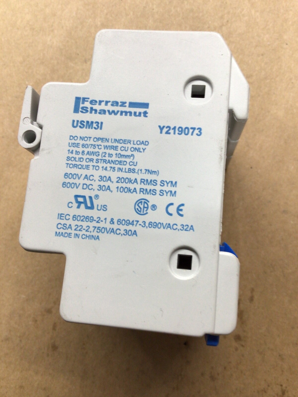 Ferraz Shawmut USM31 Fuse Holder 30A 600V Y219073 #4002I147