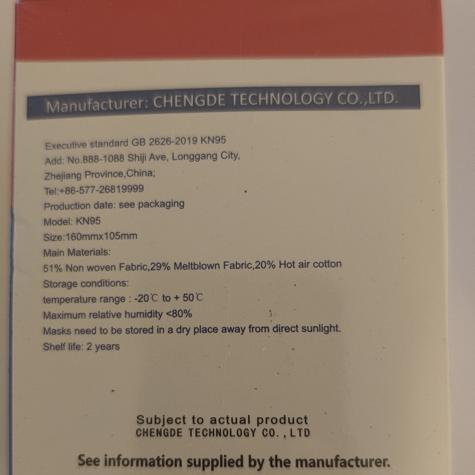 ChiSip KN95 Foldable Protective Mask Non-Medical 20 Pcs, MPN GB2626-2019