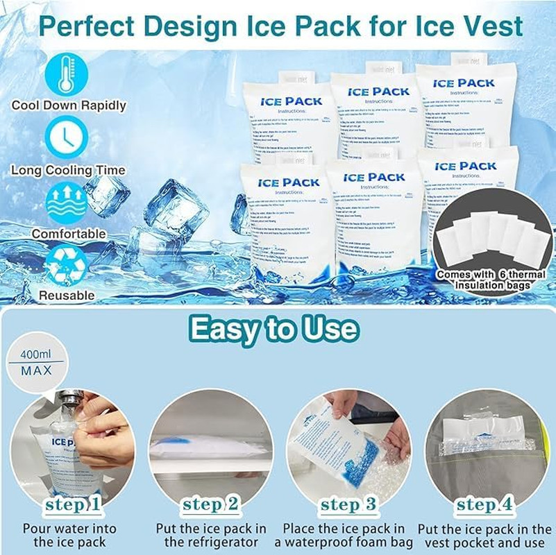 Cooling Vest with 24Pcs Ice Packs – Body Adjustable Cool Vest for Men Women