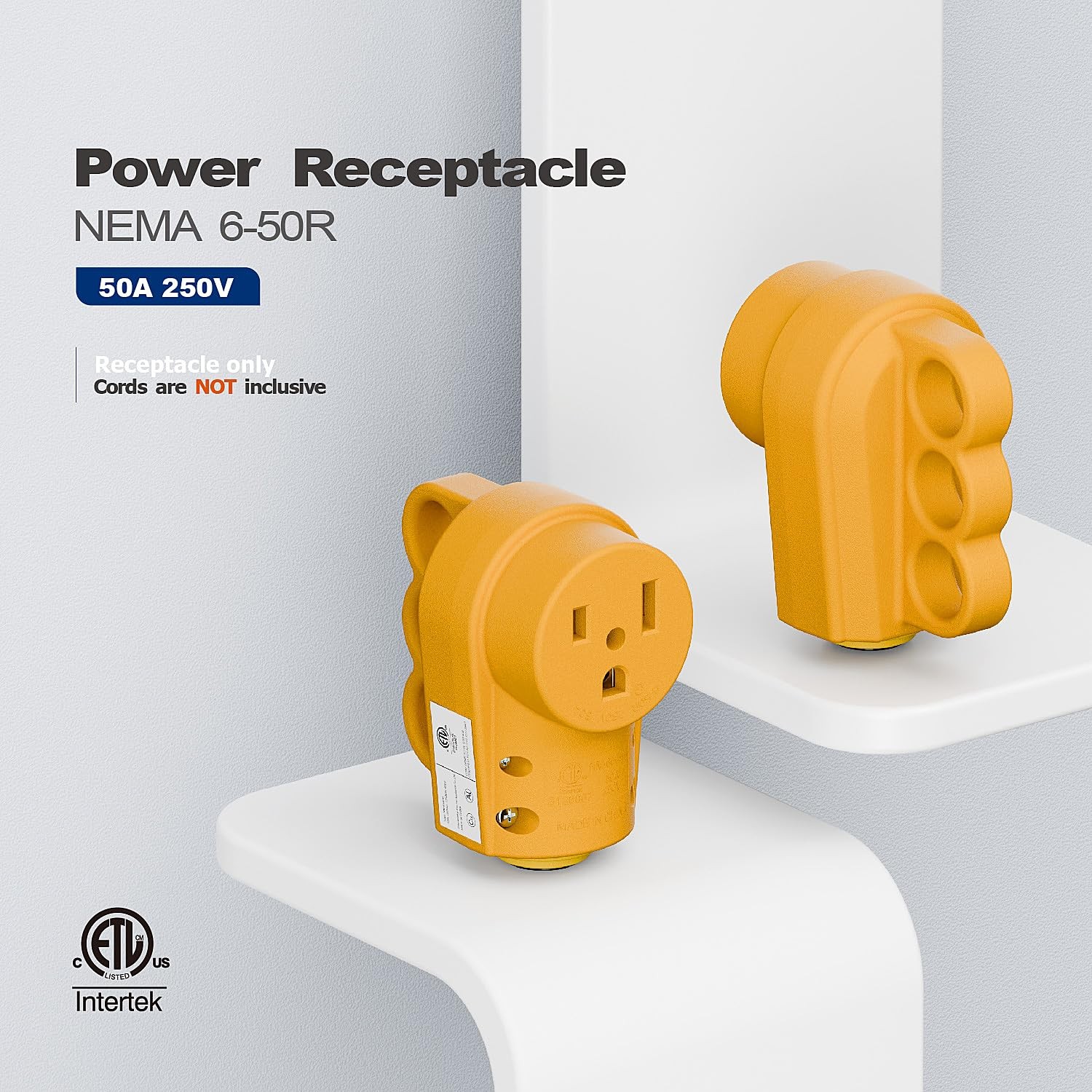 Nema 6-50R Female Welder Receptacle, 50A 3-Prong ETL Listed Socket