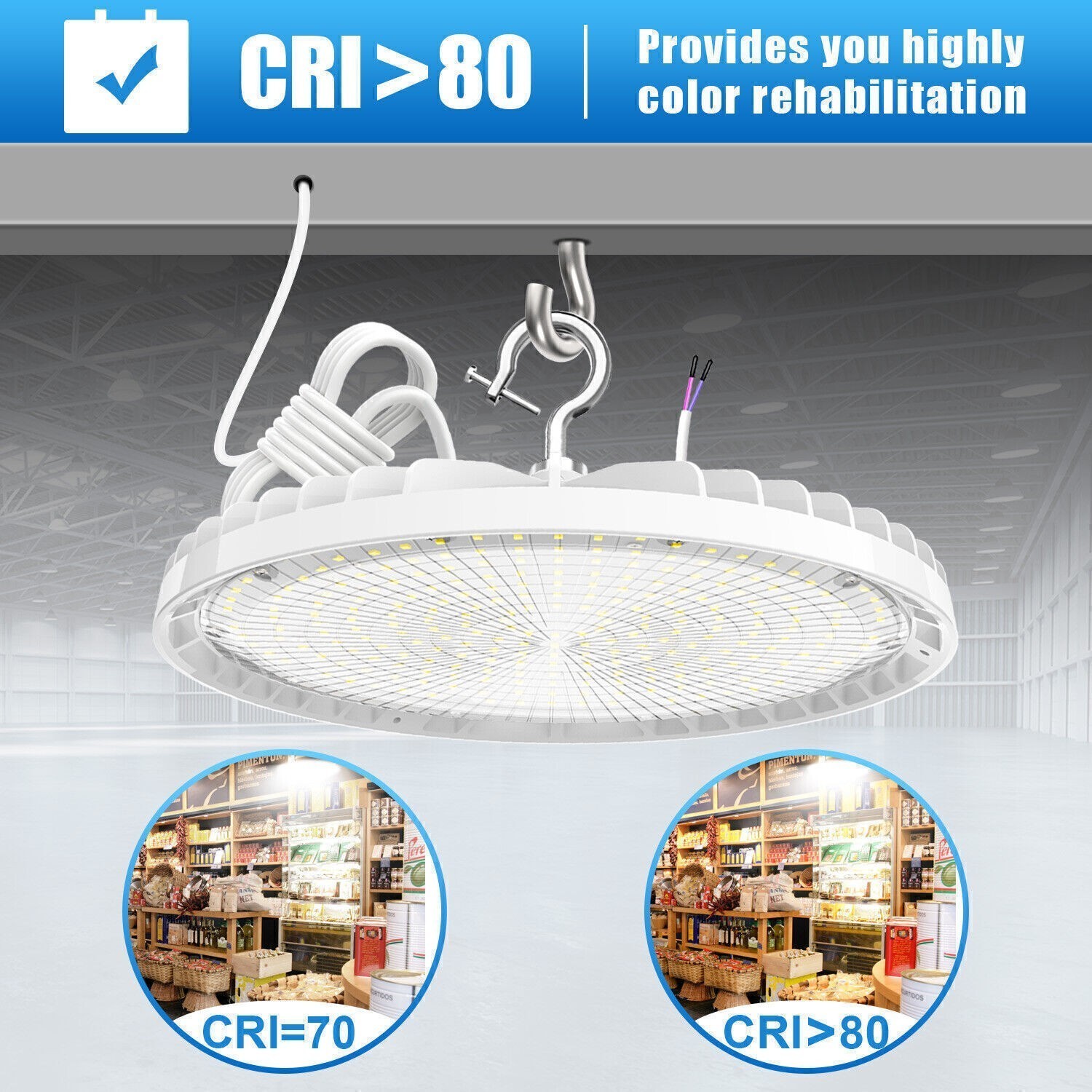 6Pack 150W UFO Led High Bay Light Commercial Warehouse Shop Fixture 22,500LM