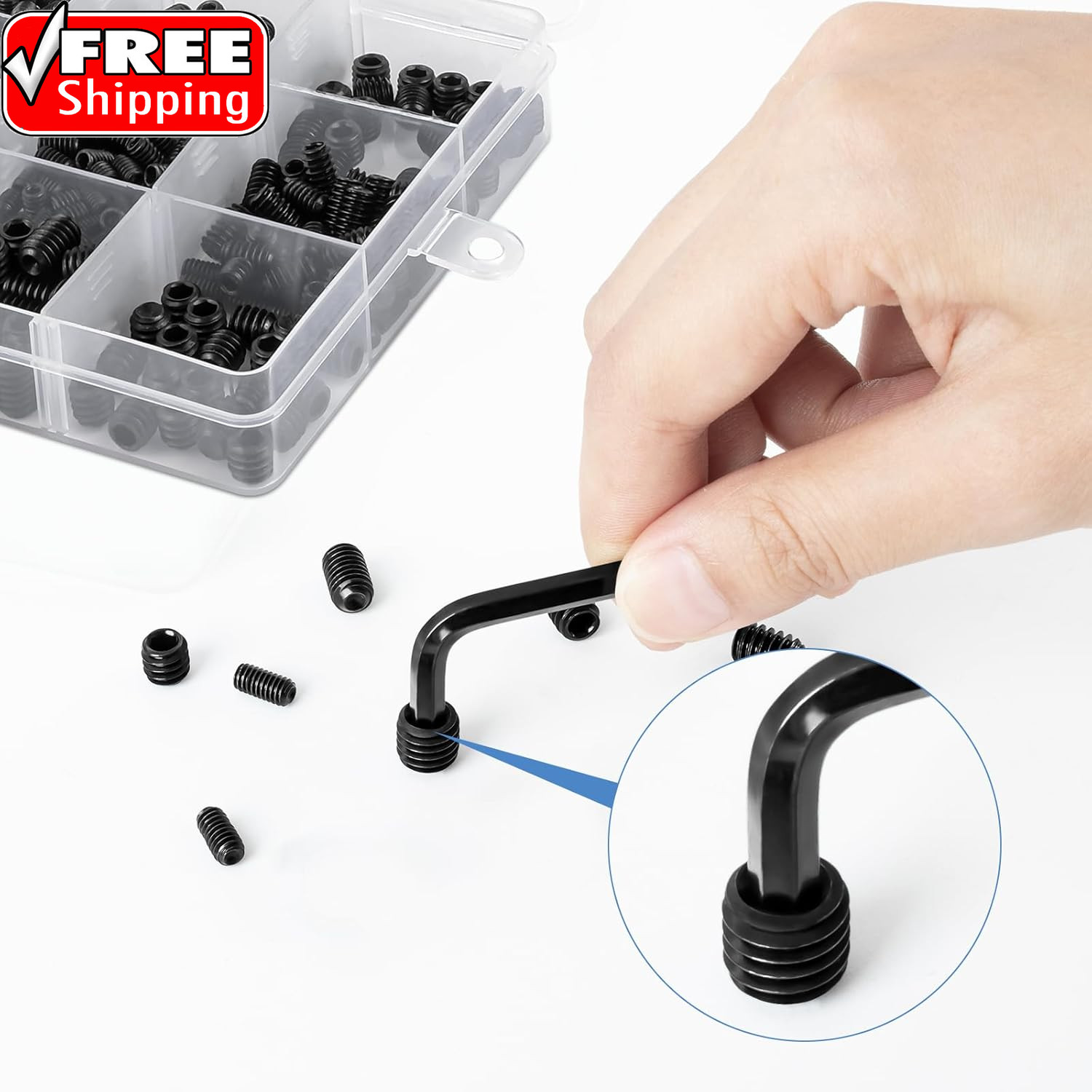 560PCS 25 Sizes Metric & SAE Set Screw Assortment Kit,12.9 Class Alloy Steel Int