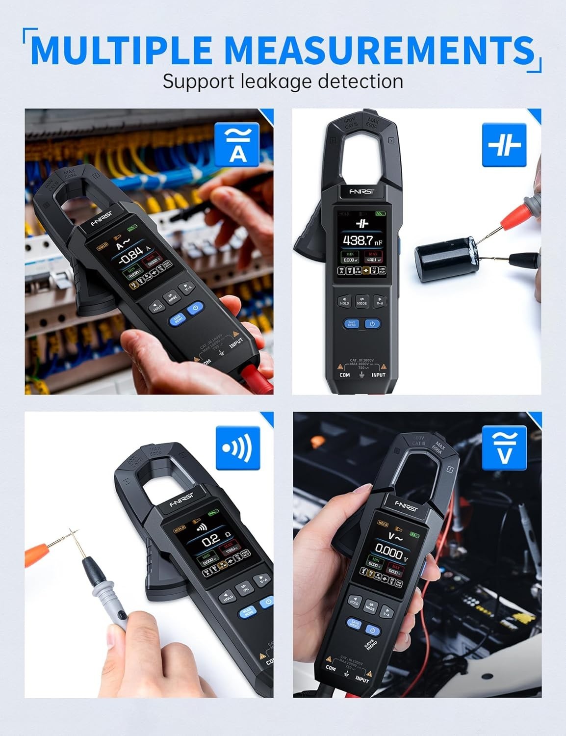 Digital Clamp Meter Multimeter TRMS AC/DC Voltage Current NCV 600A