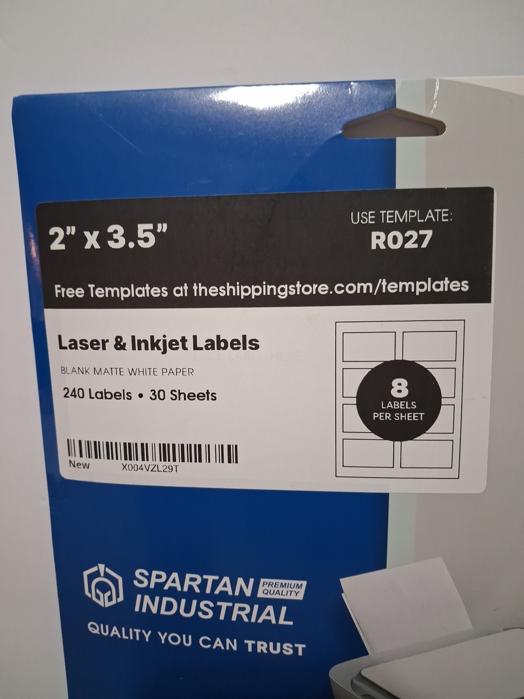 Laser & Inkjet Label 2″ x 3.5″ 240 labels, 30 sheets black matte white paper