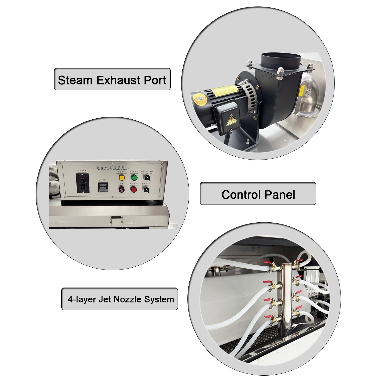 220V 24KW Steam Label Shrink Machine 3-Phase 0-100°C PVC/PET/PP/PA