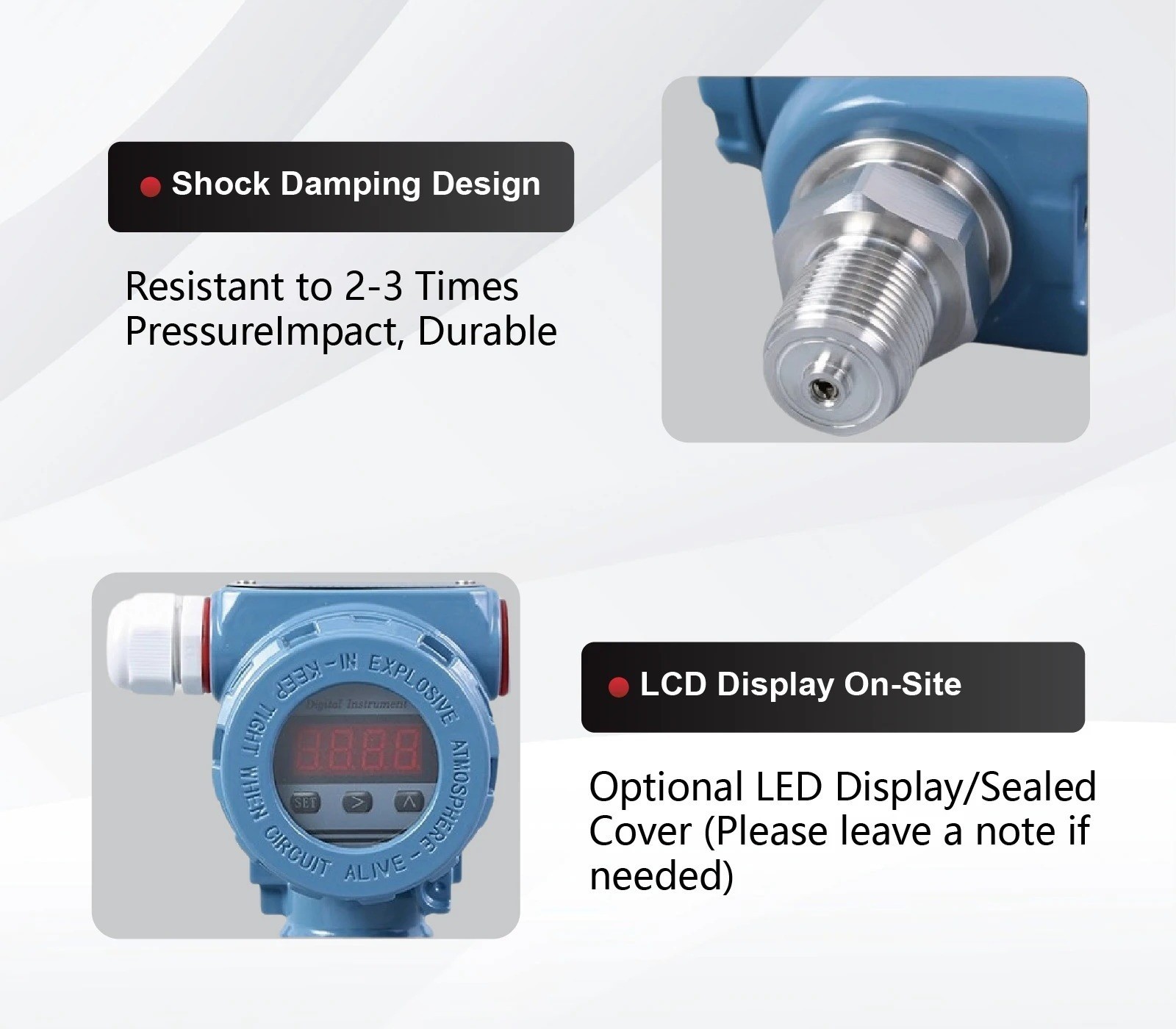 Digital Pressure Transmitter 4-20mA Output SS High Accuracy 0.5% FS YB2088