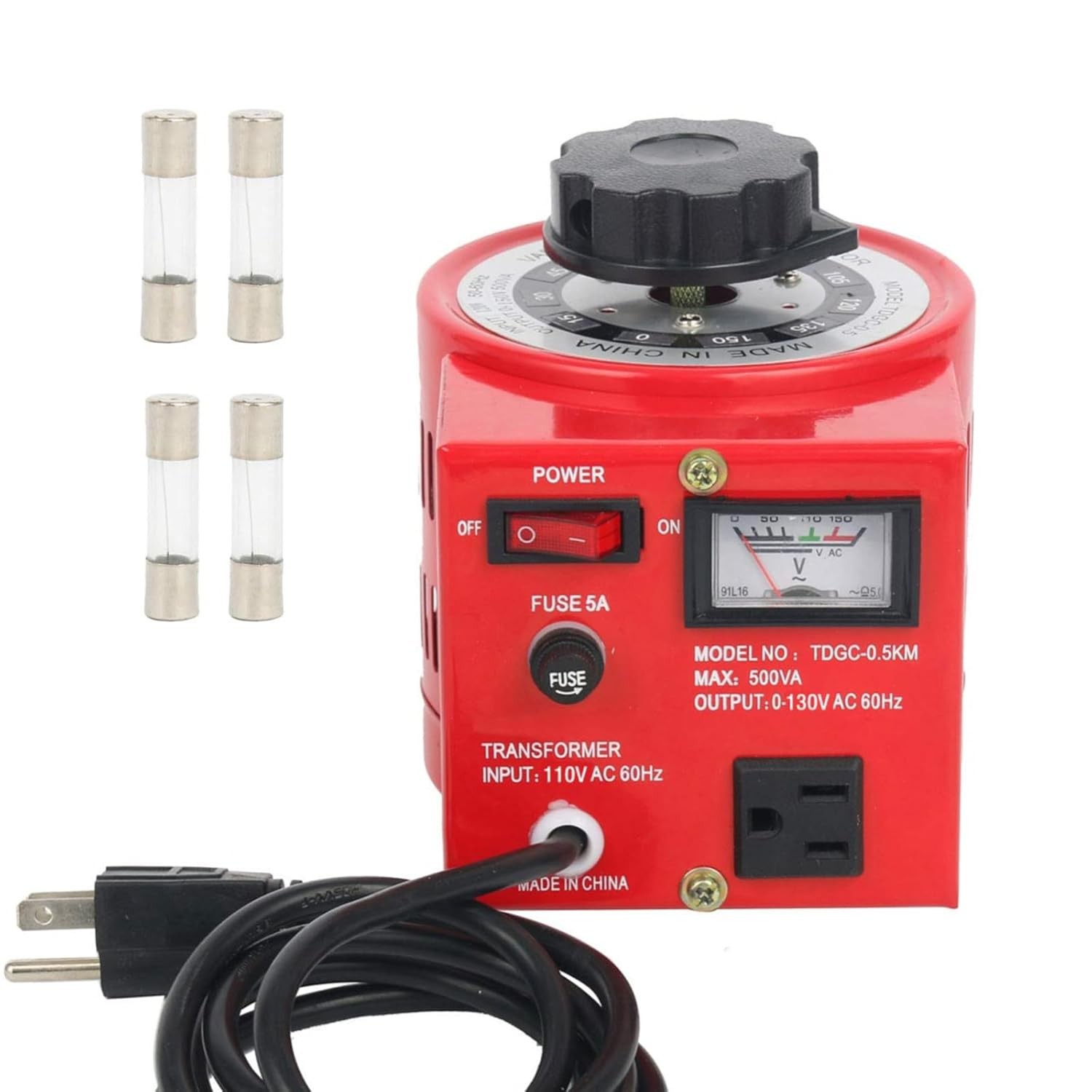 Voltage Transformer 5 Amp Auto AC Variable Voltage Regulator 500VAC 0-130VAC