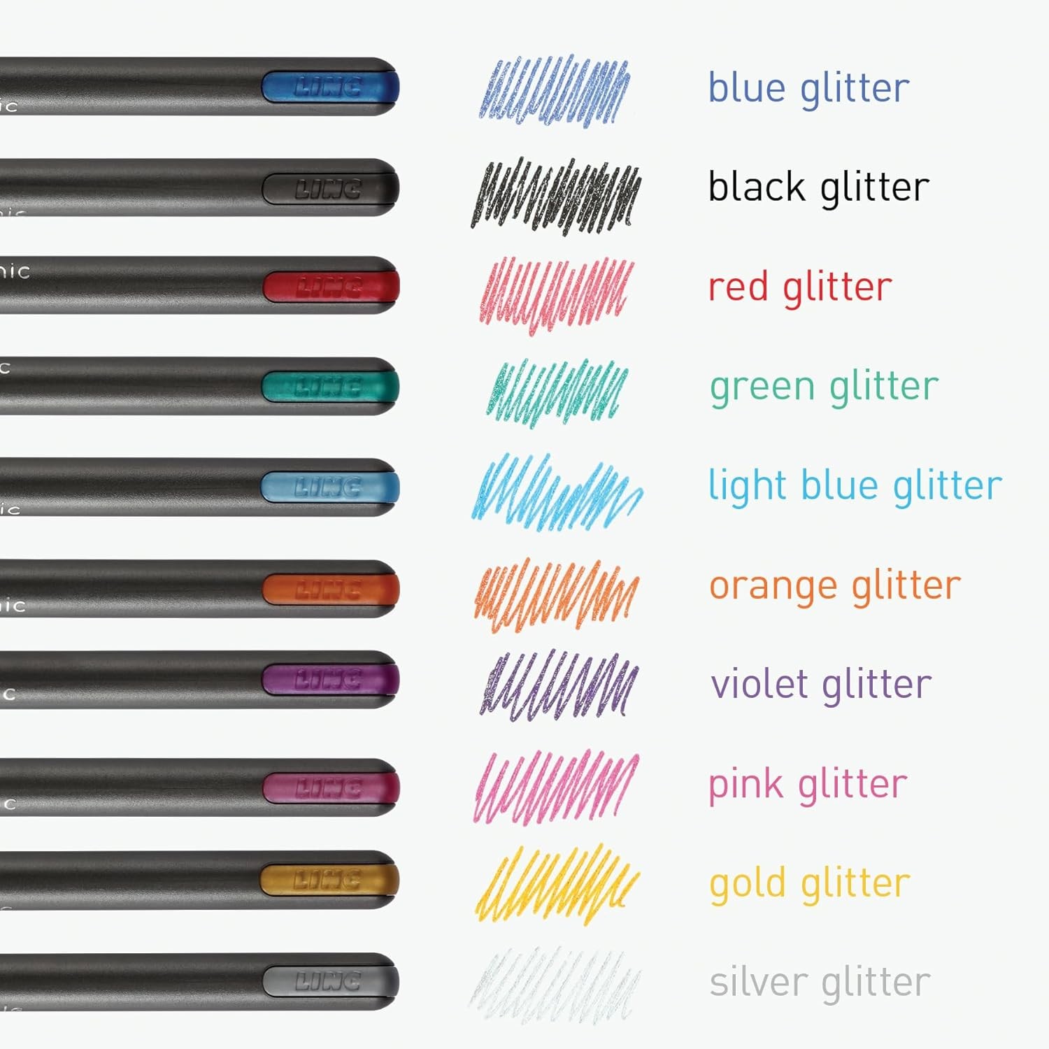 Glitter Gel Pens, 10 Count, 10 Assorted Colors, 1.0 mm Bold Point, Smooth