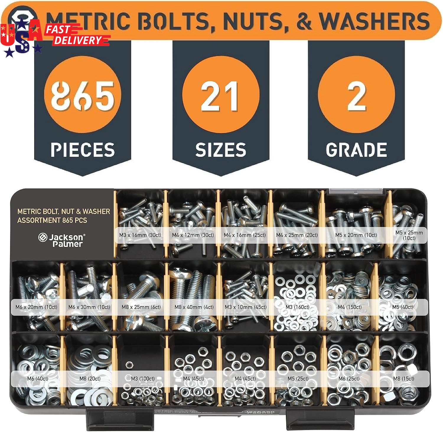 2251 Piece Hardware Assortment Kit with Screws, Nuts, Bolts & Washers (3 Trays)…