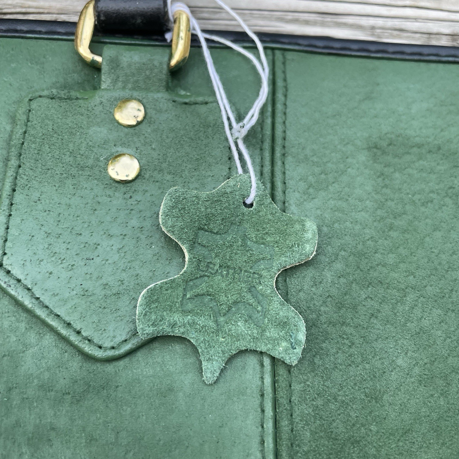 VTG Leather Art Portfolio Binder Green Suede Zipper Handle Spiral Binder NEW