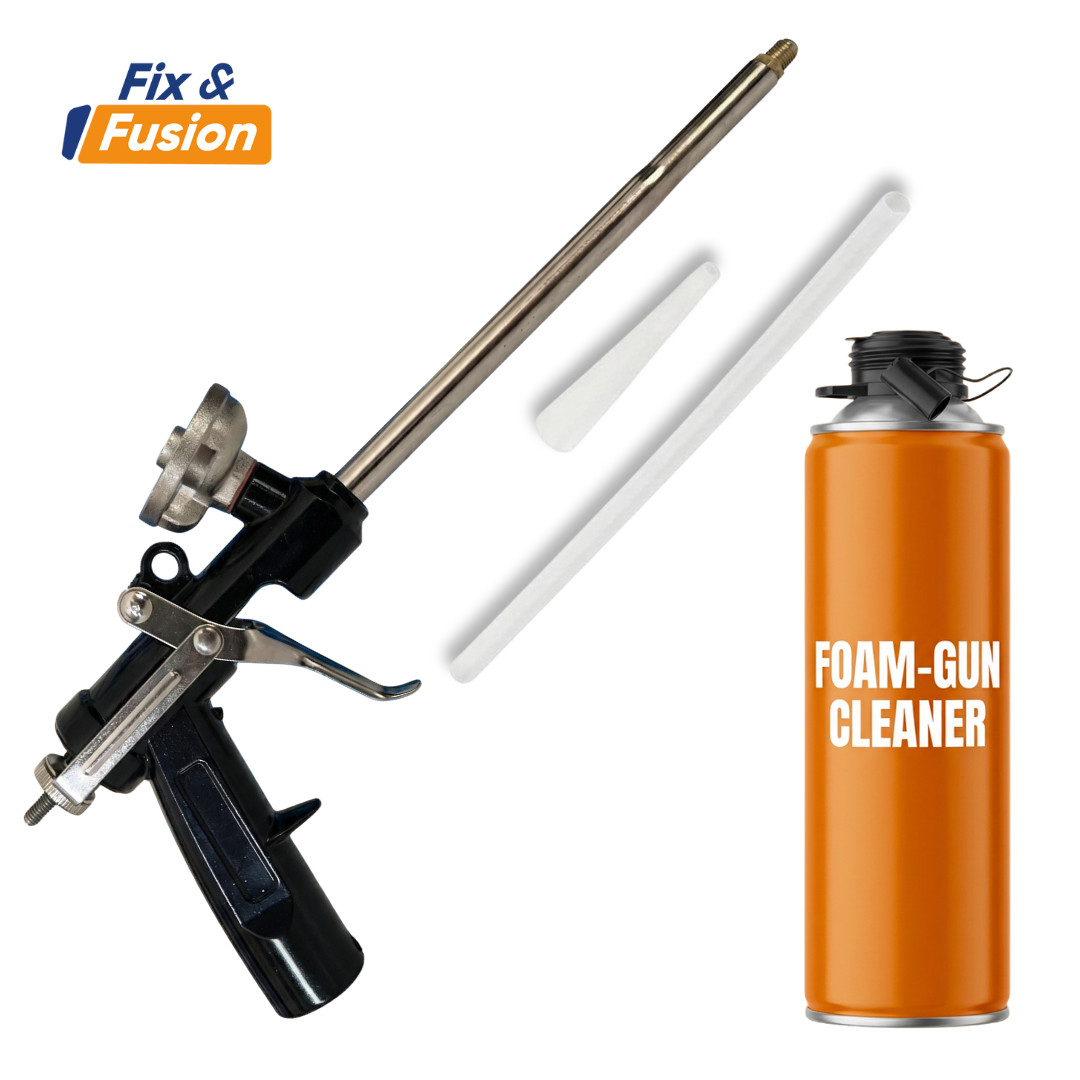Fix & Fusion Spray Foam Gun Kit – w/ Cleaner, Nozzles, Body Suit, Gloves, Goggle