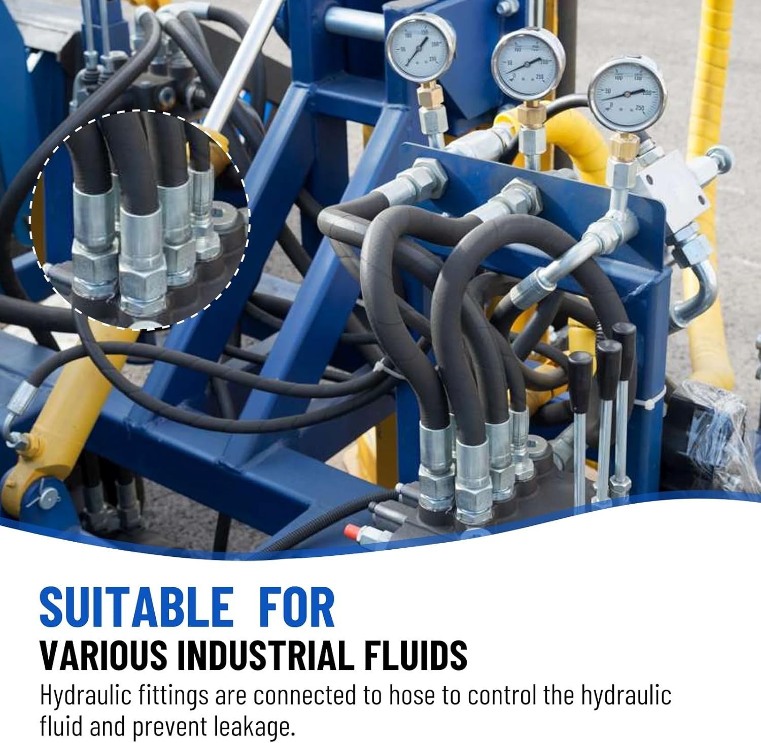 12 Pack Hydraulic Hose Fittings, 3/8″ I.D. Hose X 3/8″ JIC 37° Male with Protect