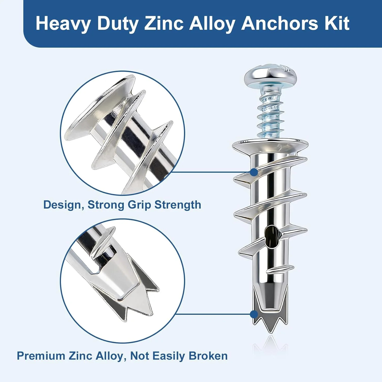 116 Pcs Premium Zinc Self-Drilling Drywall Anchors and Screws Kit, Heavy Duty Me