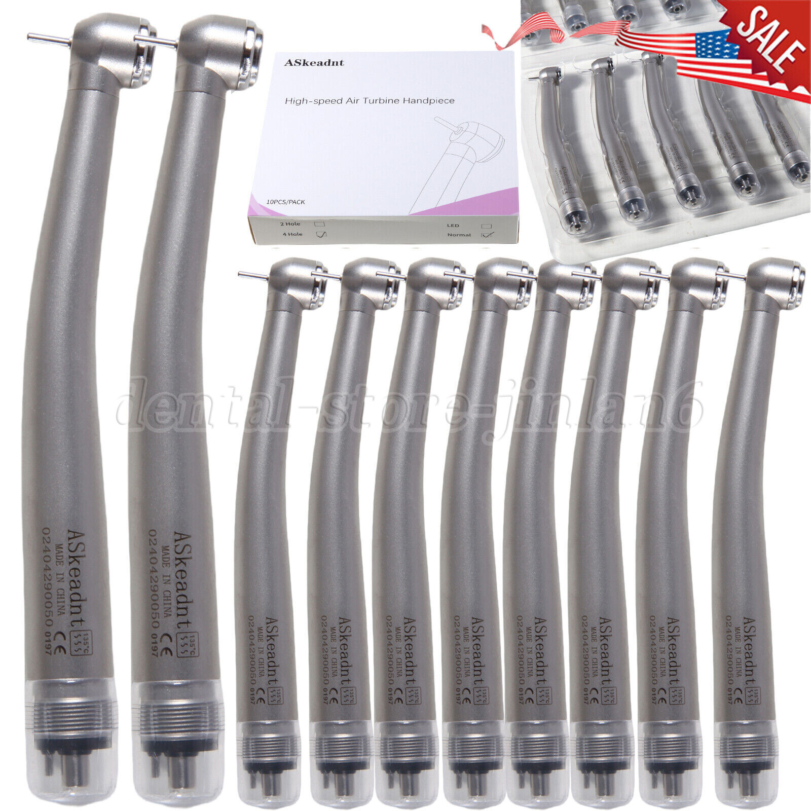10Pack High Dental Speed Handpiece Push Button 4 Hole ADA4 NEW
