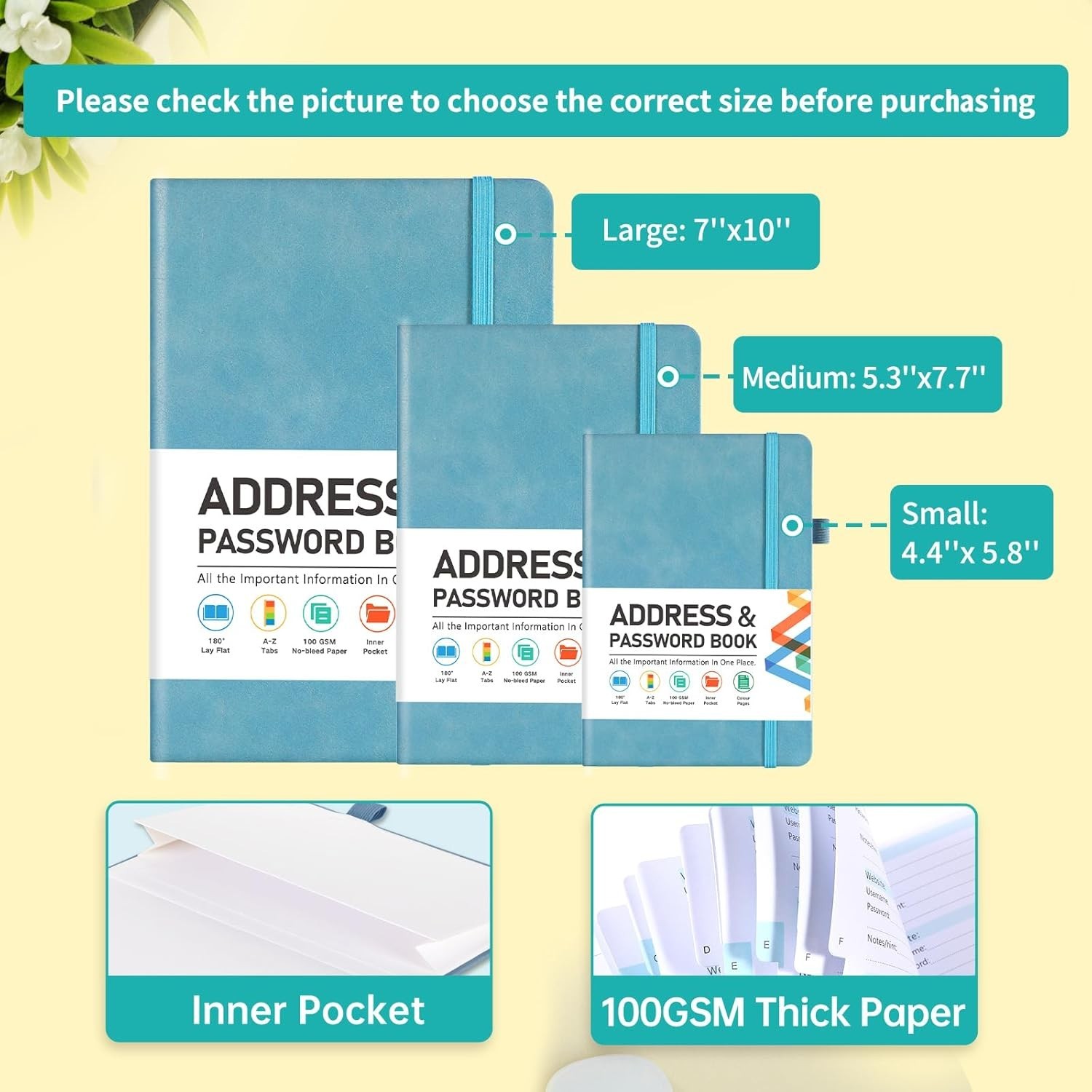 Address Book, Address and Password Keeper Book with Alphabetical Tabs, Hardco…
