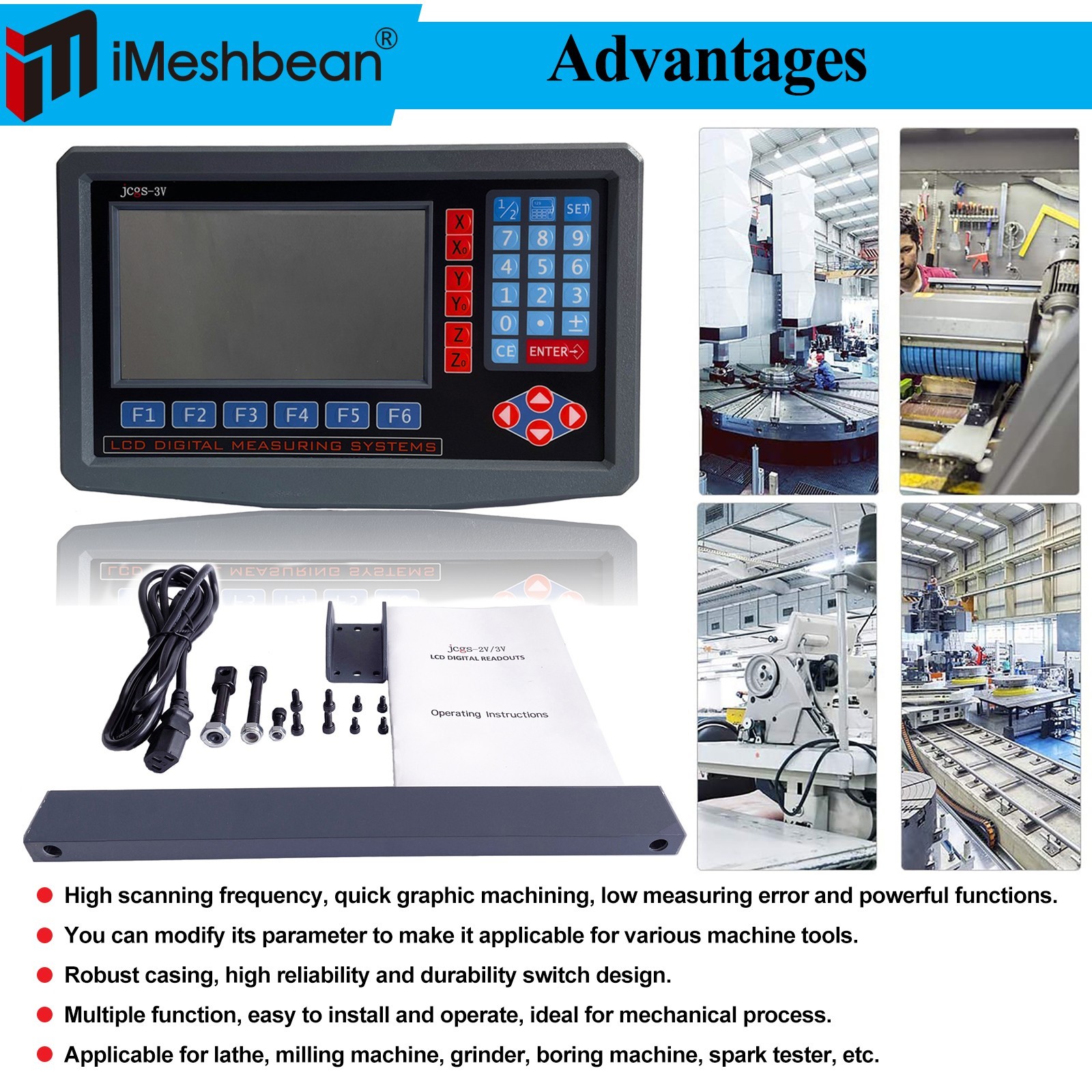 Mill Miling Machine Linear Scale Linear Encoder And 3 AXIS LCD Digital Readout