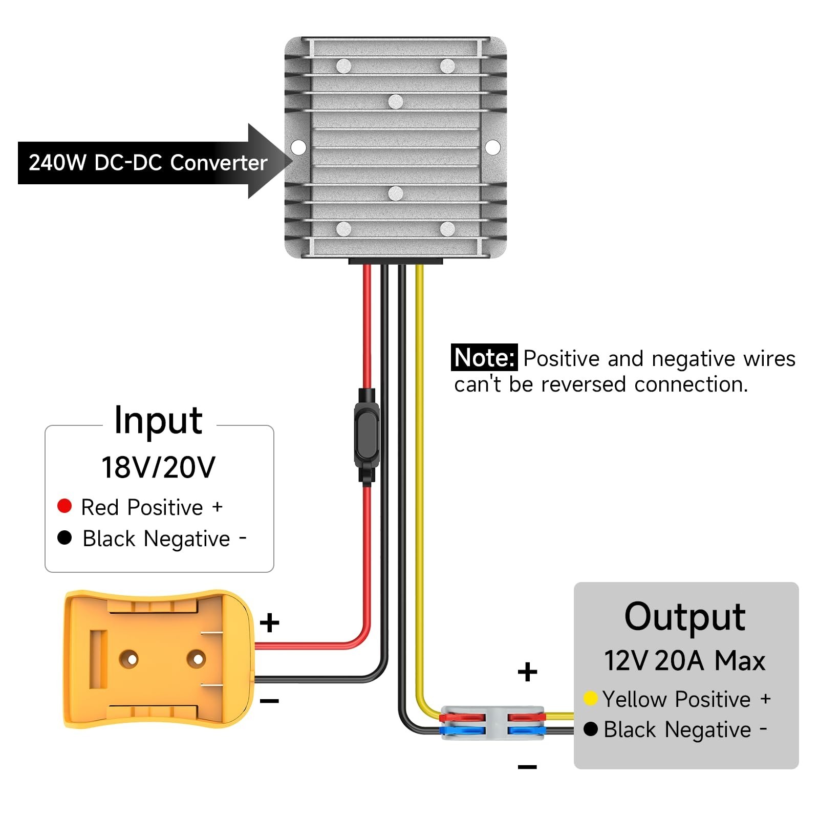 20V to 12V Step Down Converter Transformer Compatible with DeWalt 20V Battery