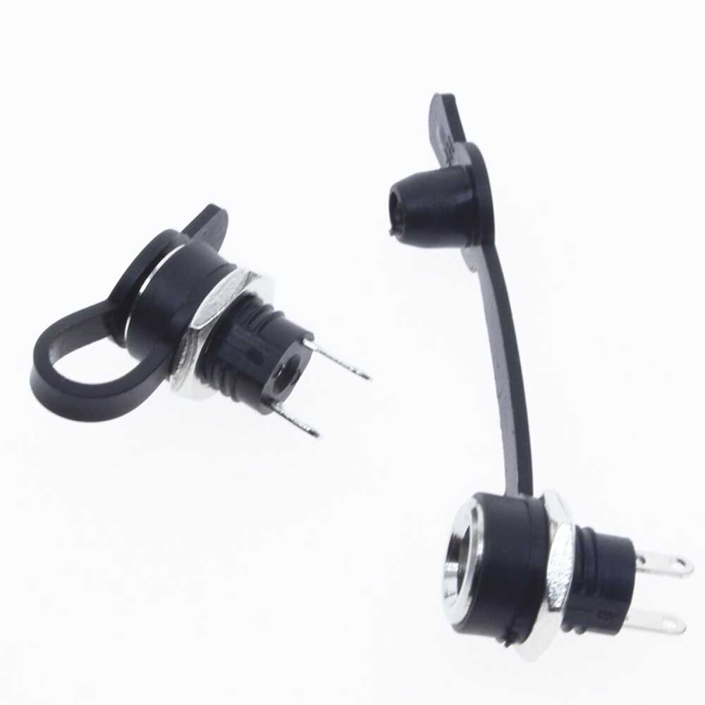 10xPanel/Chassis Mount Female DC Power Connector 2.1mm X 5.5mm + Waterproof Cap
