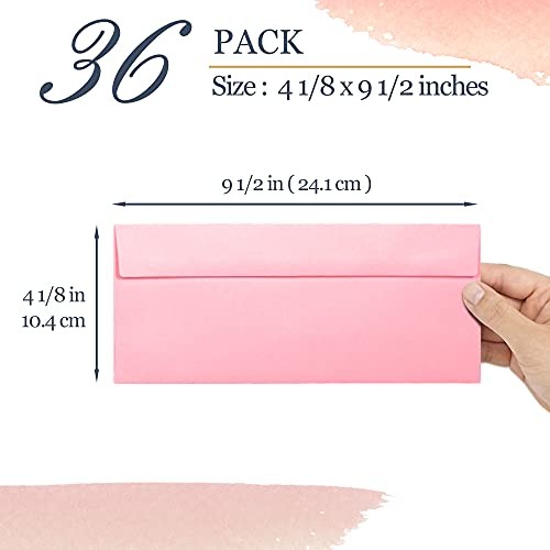 Colored Envelopes Letter Size 36 Pack 4.125×9.5in 6 Colors