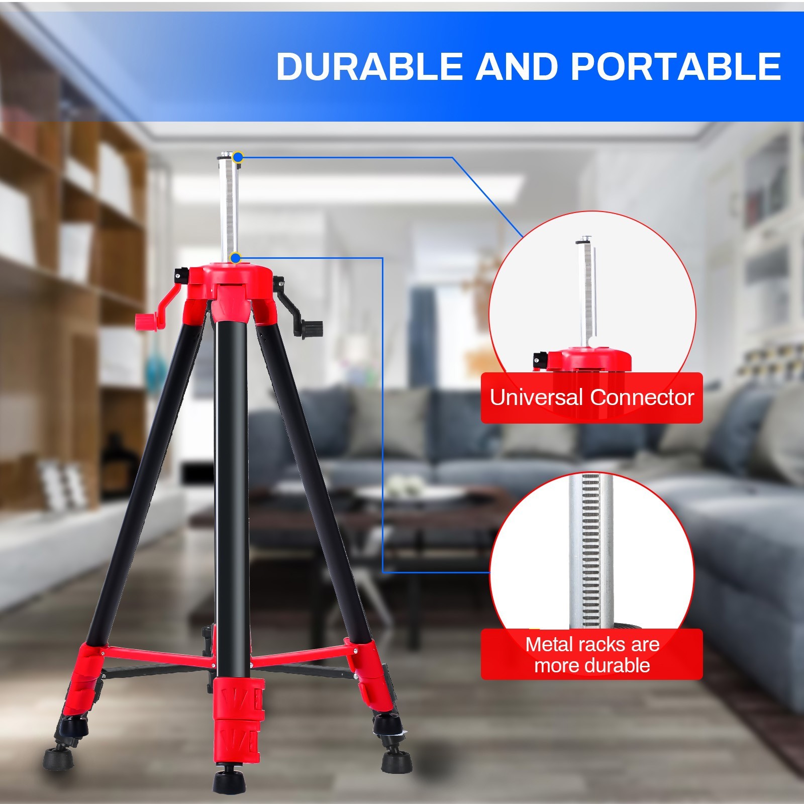 Portable 1.5m Tripod Level Stand Lightweight Steel Construction for Laser Tools