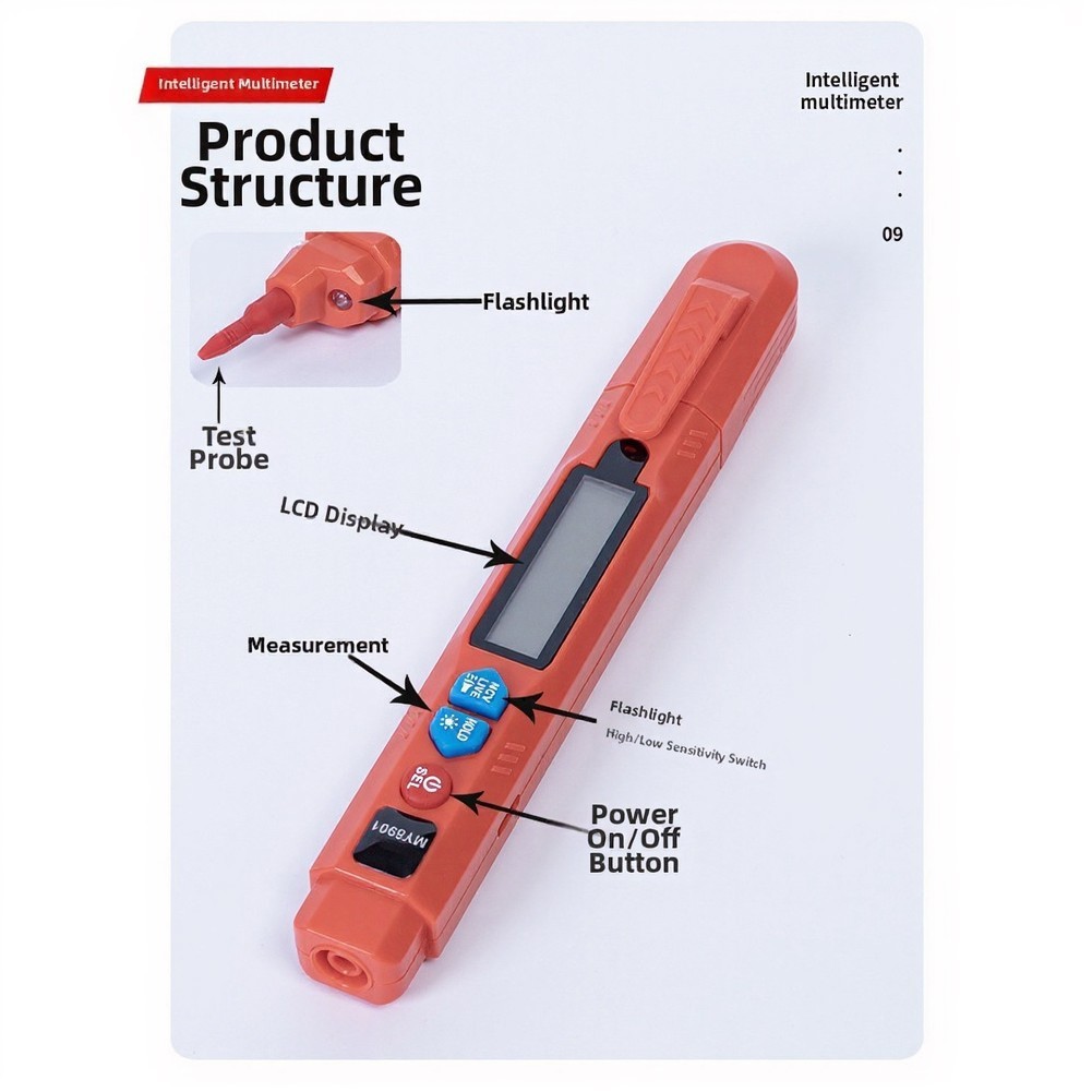 Pen Style Multimeter MY8901 with NCV Live Wire Detection and Diode Test