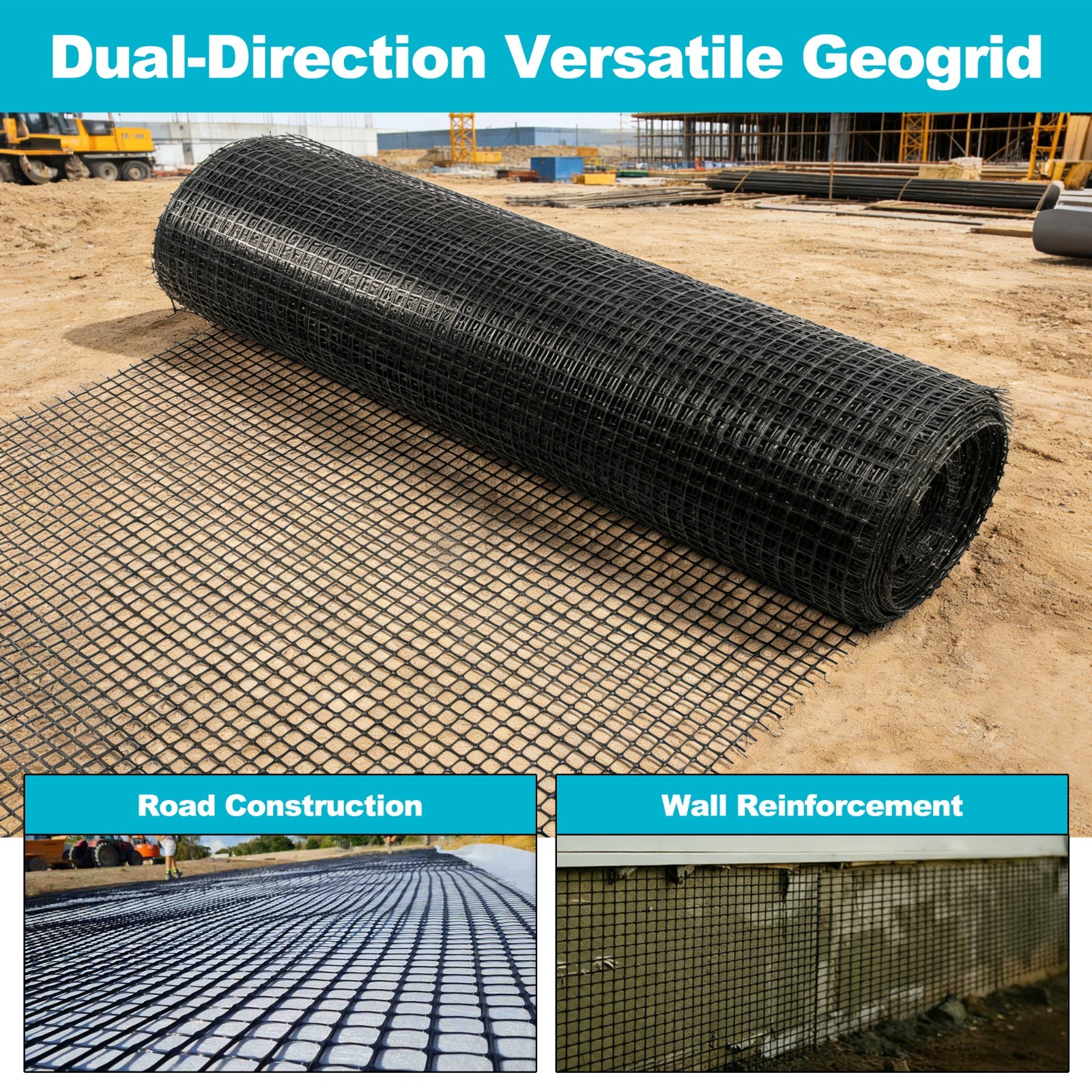 Geogrid for Retaining Wall, Bi-Directional Universal Stabilization Grid Fence US