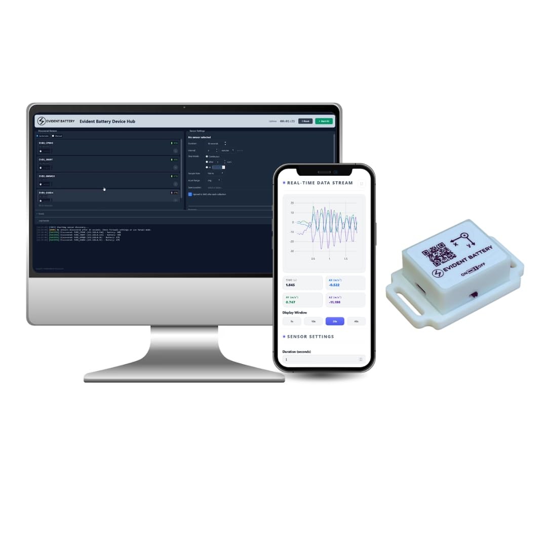 EVB Lite Wi-Fi Vibration Sensor up to 1.6 kHz | 3-Axis Accelerometer | Wi-Fi…