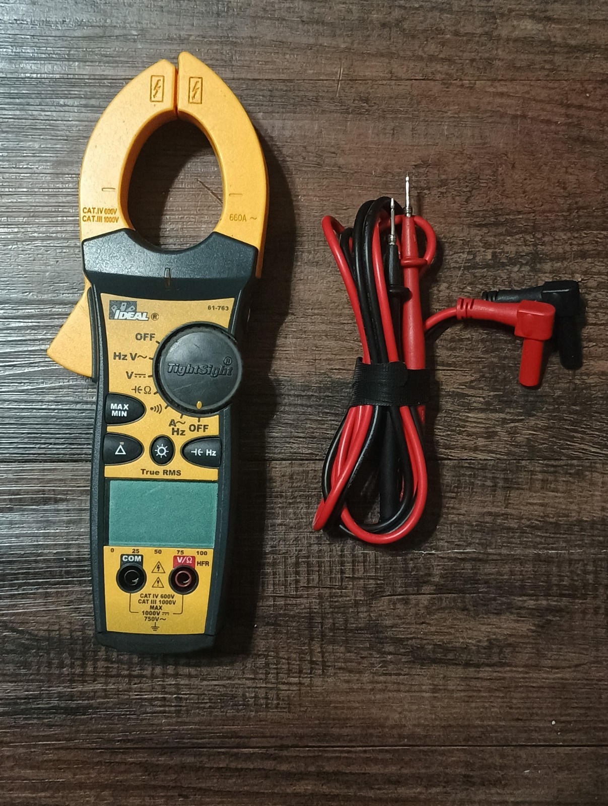 IDEAL 61-763 True RMS Clamp Meter CAT IV 1000V 600A 4000 Count Backlit
