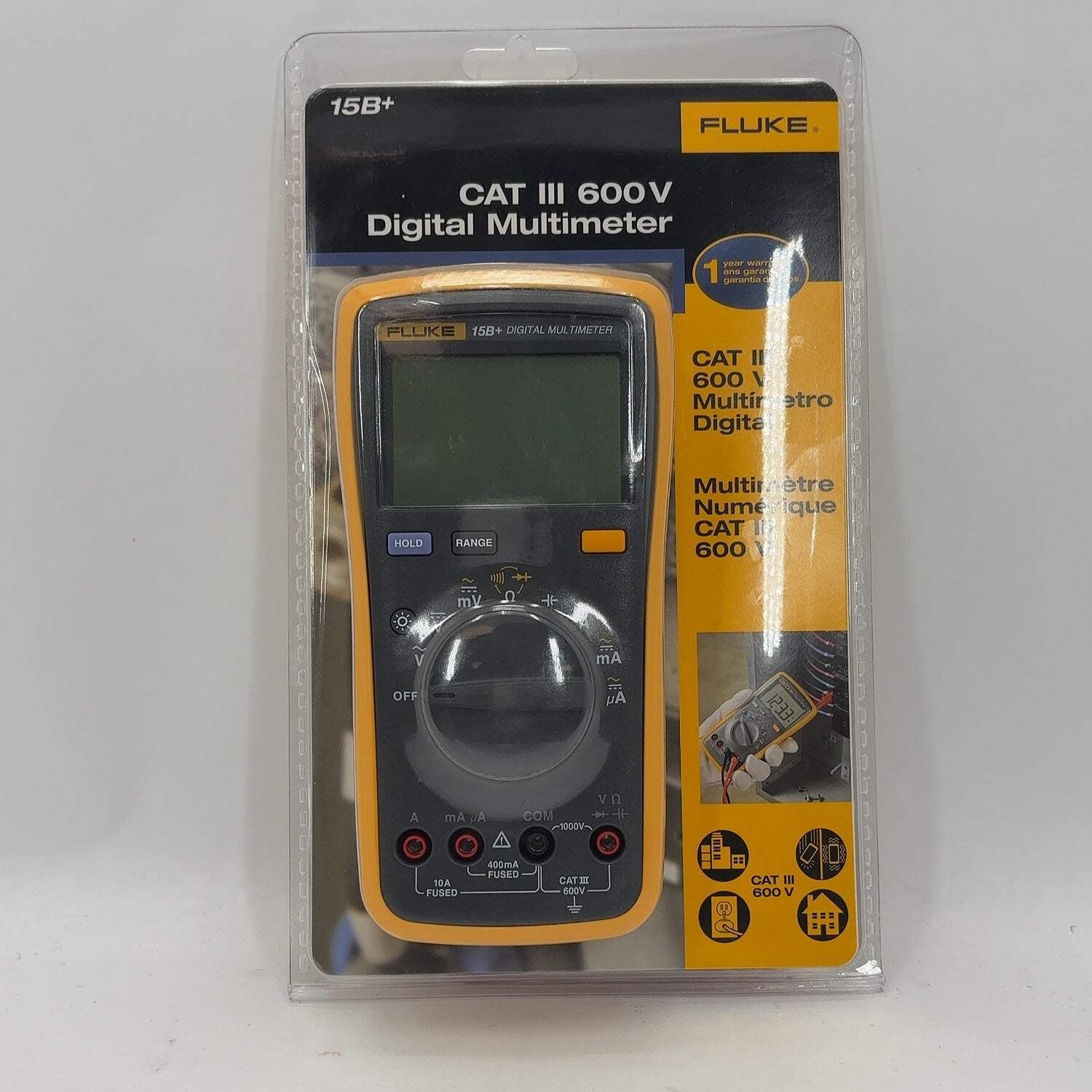 New Fluke 15B+ 600V CAT III 600V Digital Multimeter