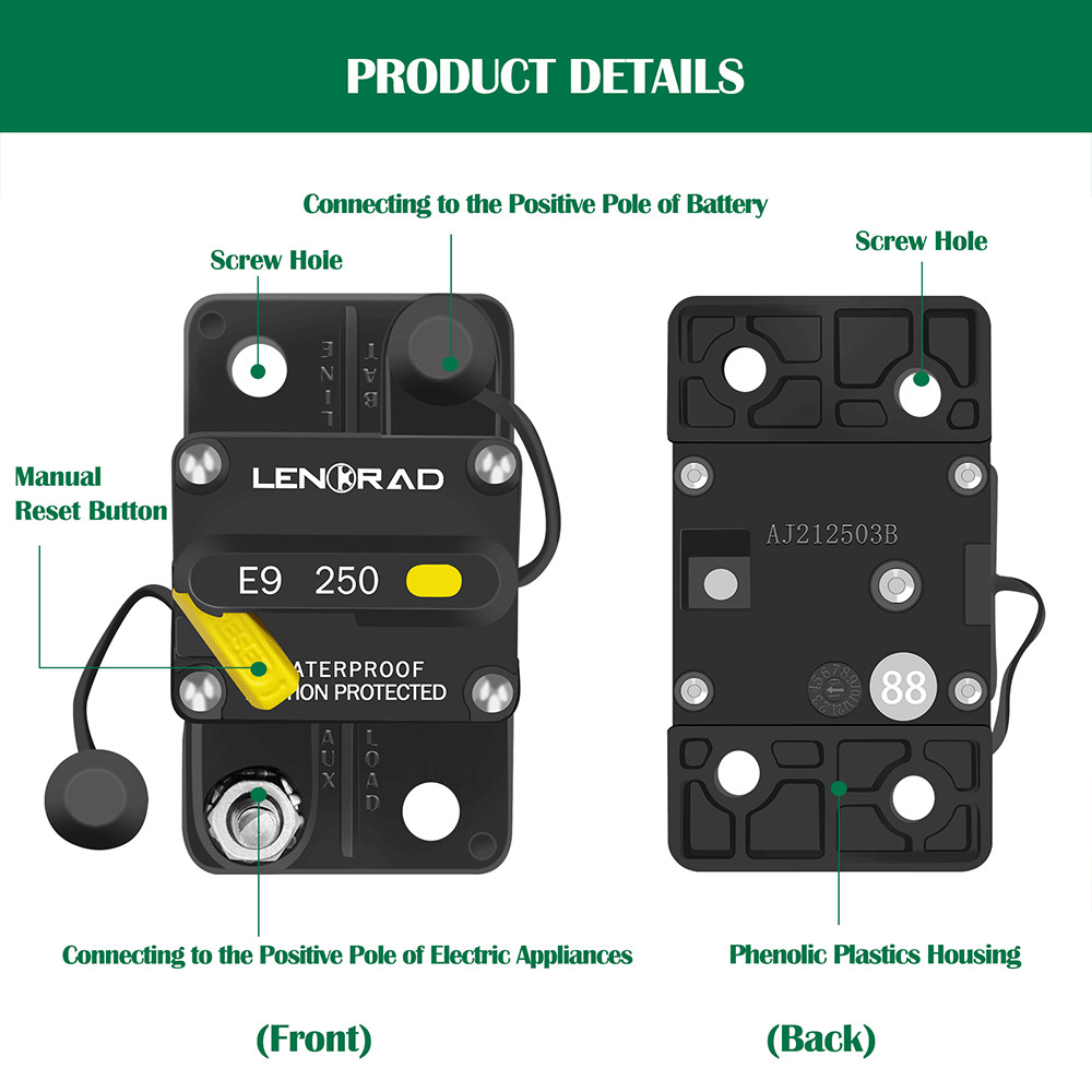 30A-300A Amp Waterproof Circuit Breaker Auto/Marine/Solar 12-48V DC Manual Reset