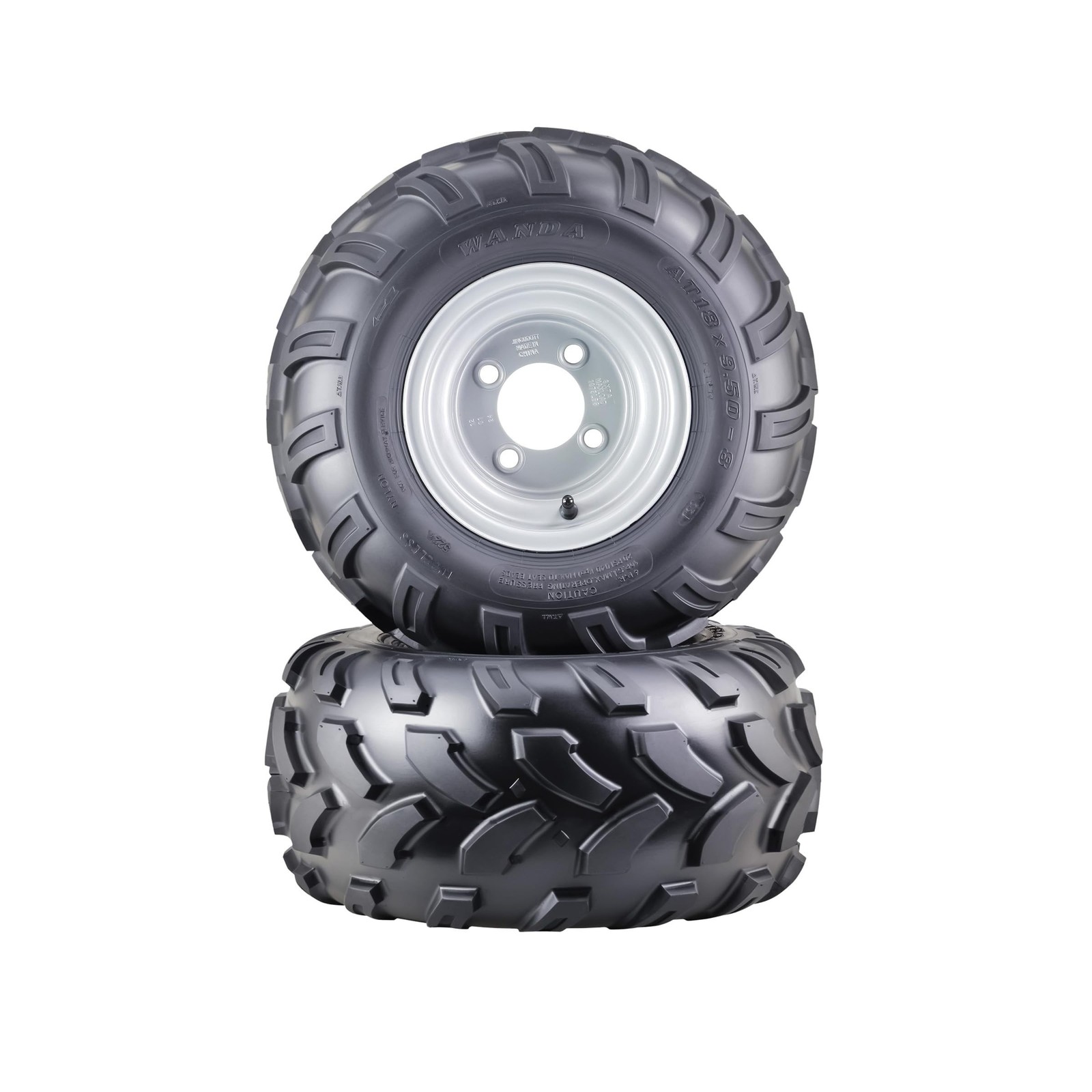 WANDA ATV Golf Cart Tire Wheel Assembly 18X9.5-8 4-Ply with 4 Lugs on 4″ PCD …