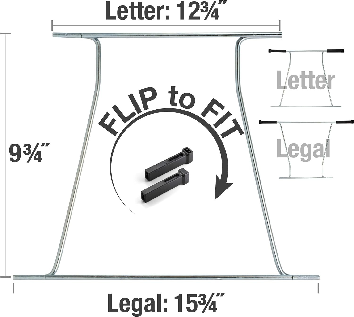 Universal Hanging File Frame, Letter and Legal Size, Rails 24 to 27, Steel, 1 Se