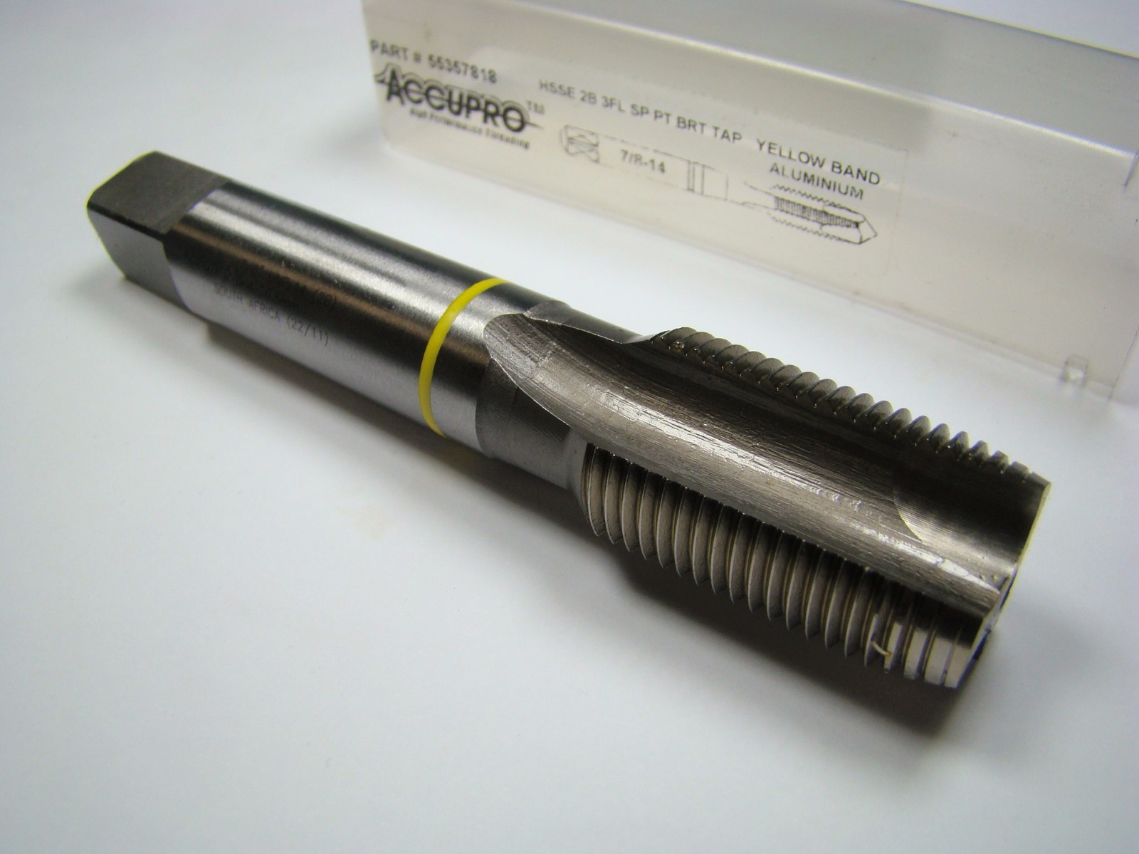 Plug Spiral Point Tap 7/8-14 2B 3FL HSS-E UNF 4-11/16″ Yellow Band