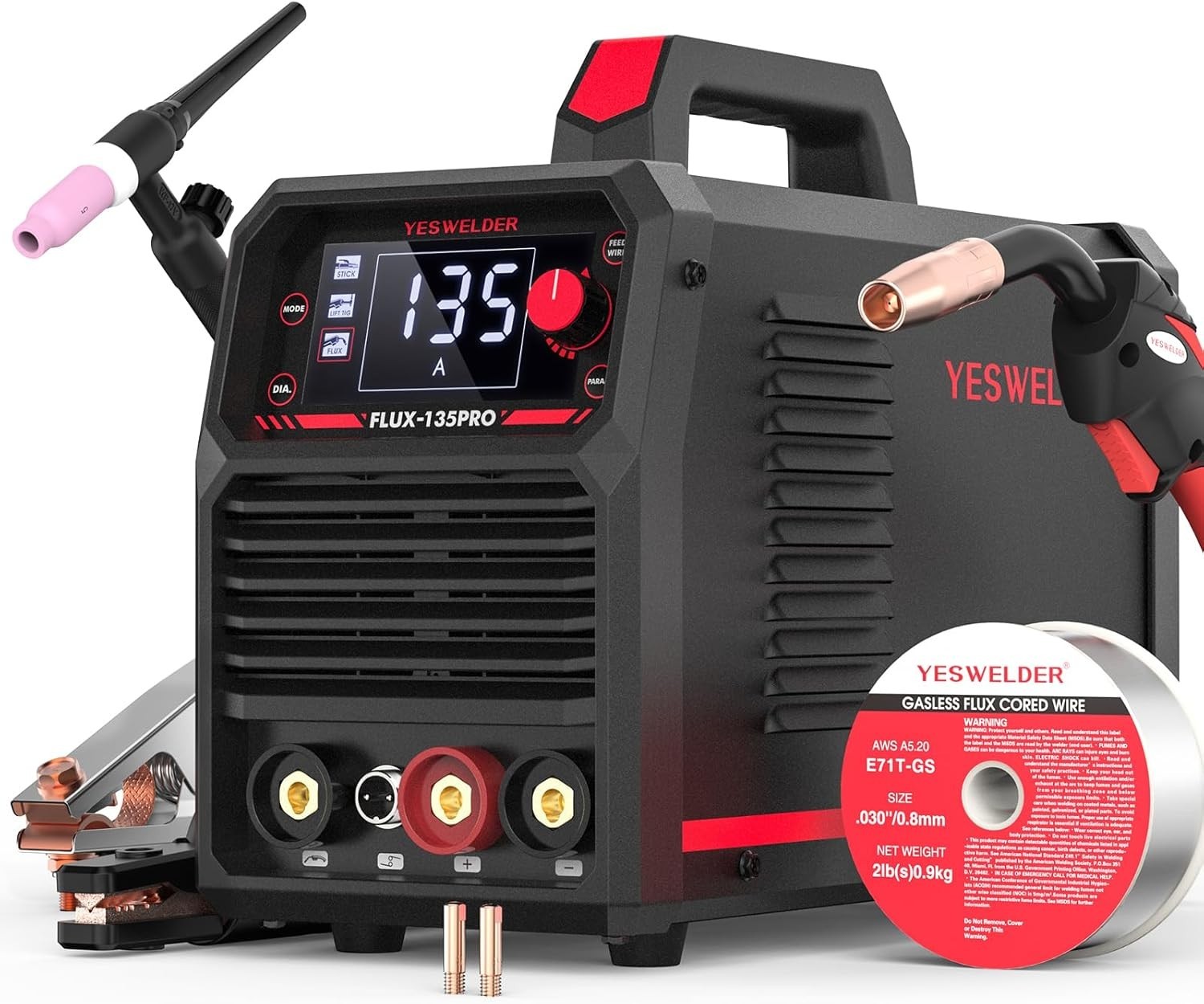 YESWELDER FLUX-135PRO Flux Core MIG Welder & Lift TIG Torch, 135Amp 110V Flux