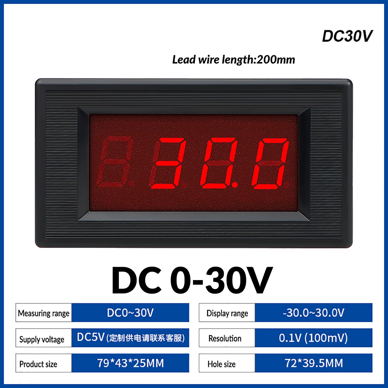 DC 0-1000V/1000A Digital Voltmeter Ammeter 3Digit LED display Tester Panel/Shunt