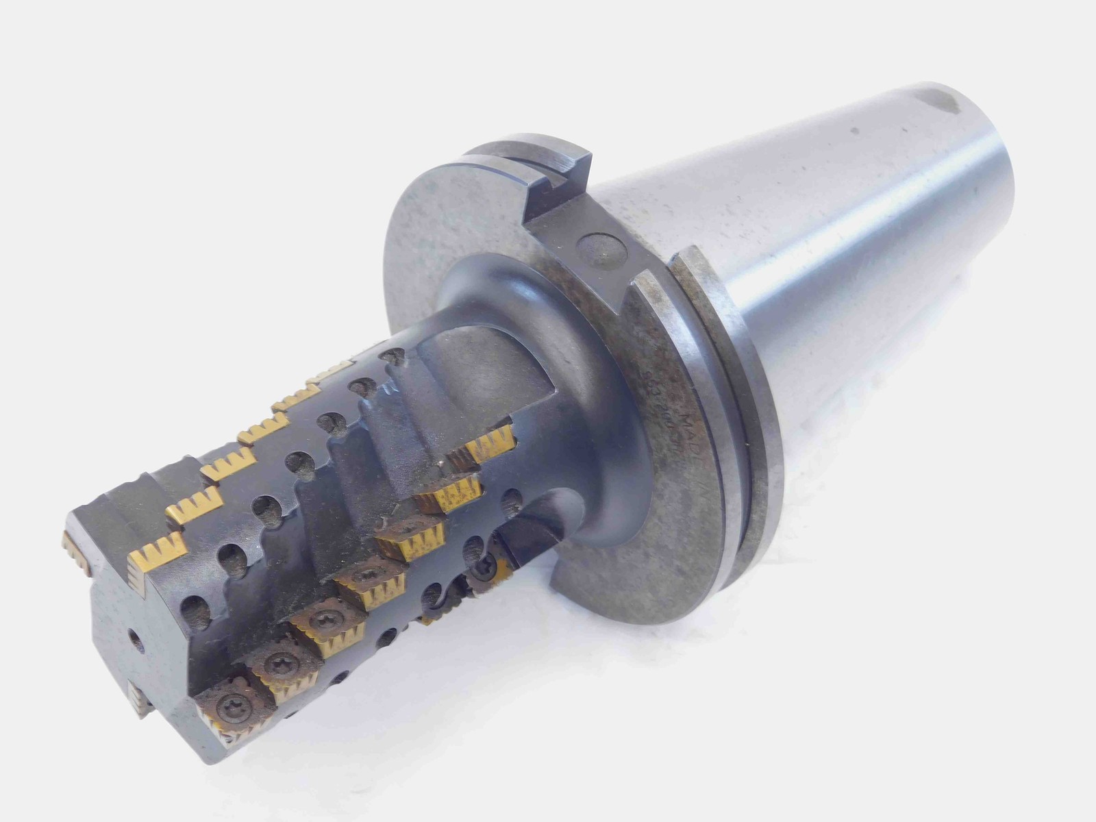 VALENITE 2″ DIA. HELICAL INDEXABLE END MILL SS3-200-3R28-50CT CAT50 SHANK 4 FL