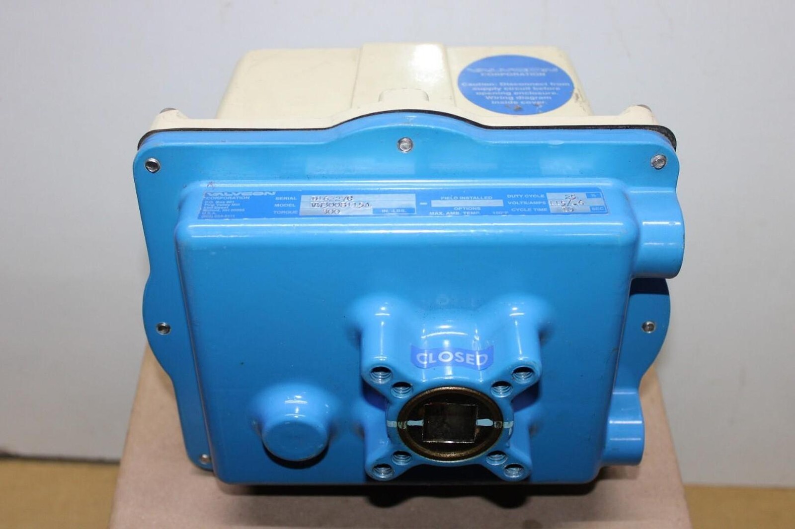 VALVCON ACTUATOR VW300S115A 300 IN-LBS 115 VAC 0.6 AMP 10 SEC CYCLE **WARRANTY**