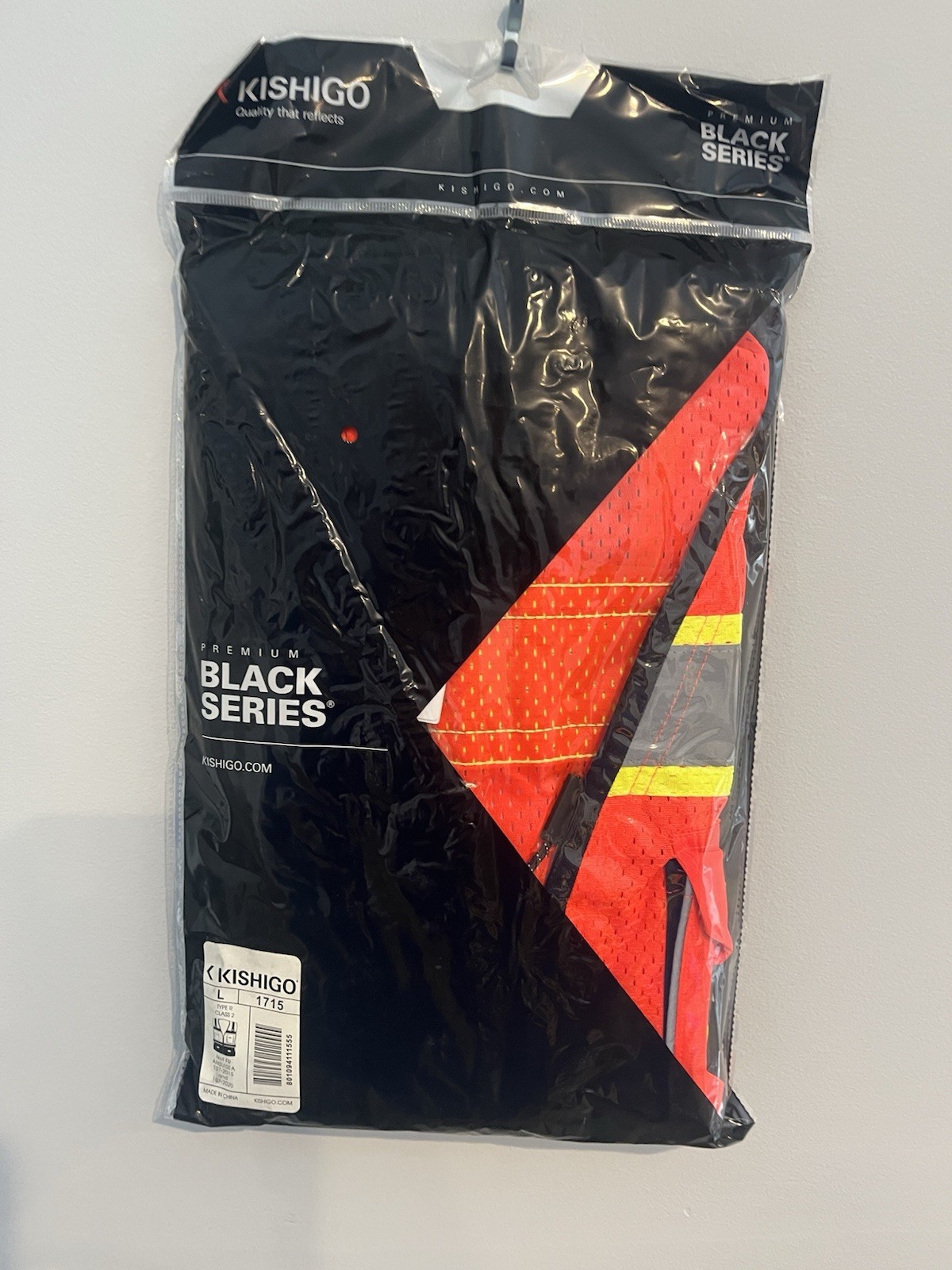 Kishigo Premium Black Series Men’s Surveyors Vest S5003, Class 2 Hi-Vis, Large