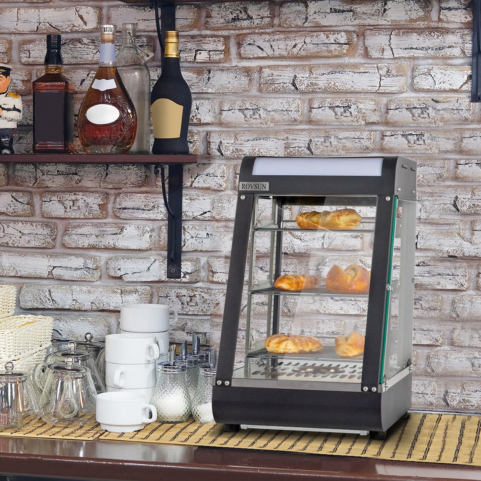 ROVSUN 3 Tier 15″ Commercial Heat Food Service Pizza Warmer Display Show Case