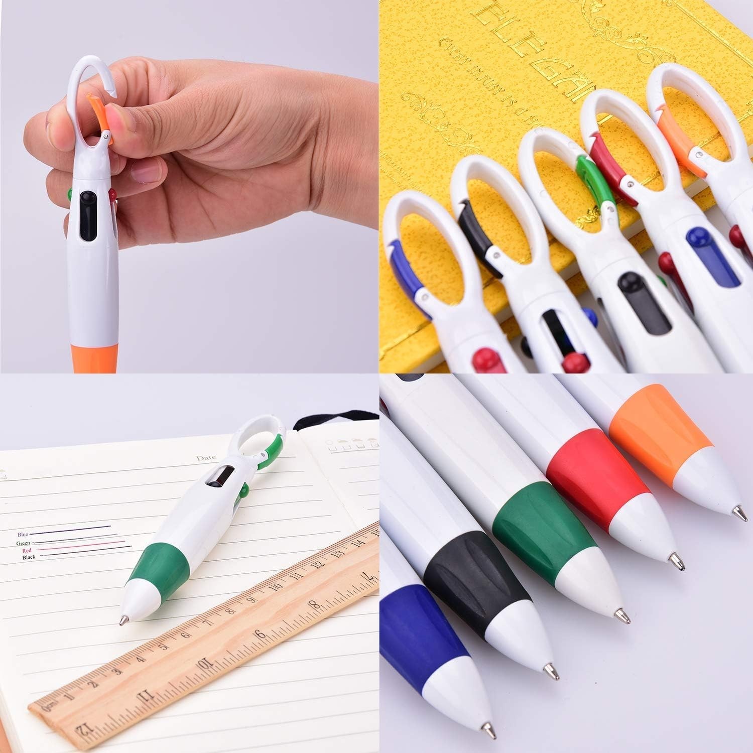 Lightweight Retractable Shuttle Pens Set – 4 Colors, 12 Pieces for Daily Use
