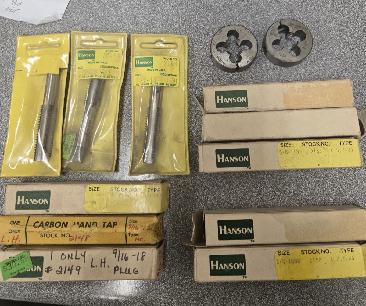 SET OF HANSON TAPS AND DIES **NEW NEVER USED** (SEE DETAILS BELOW)