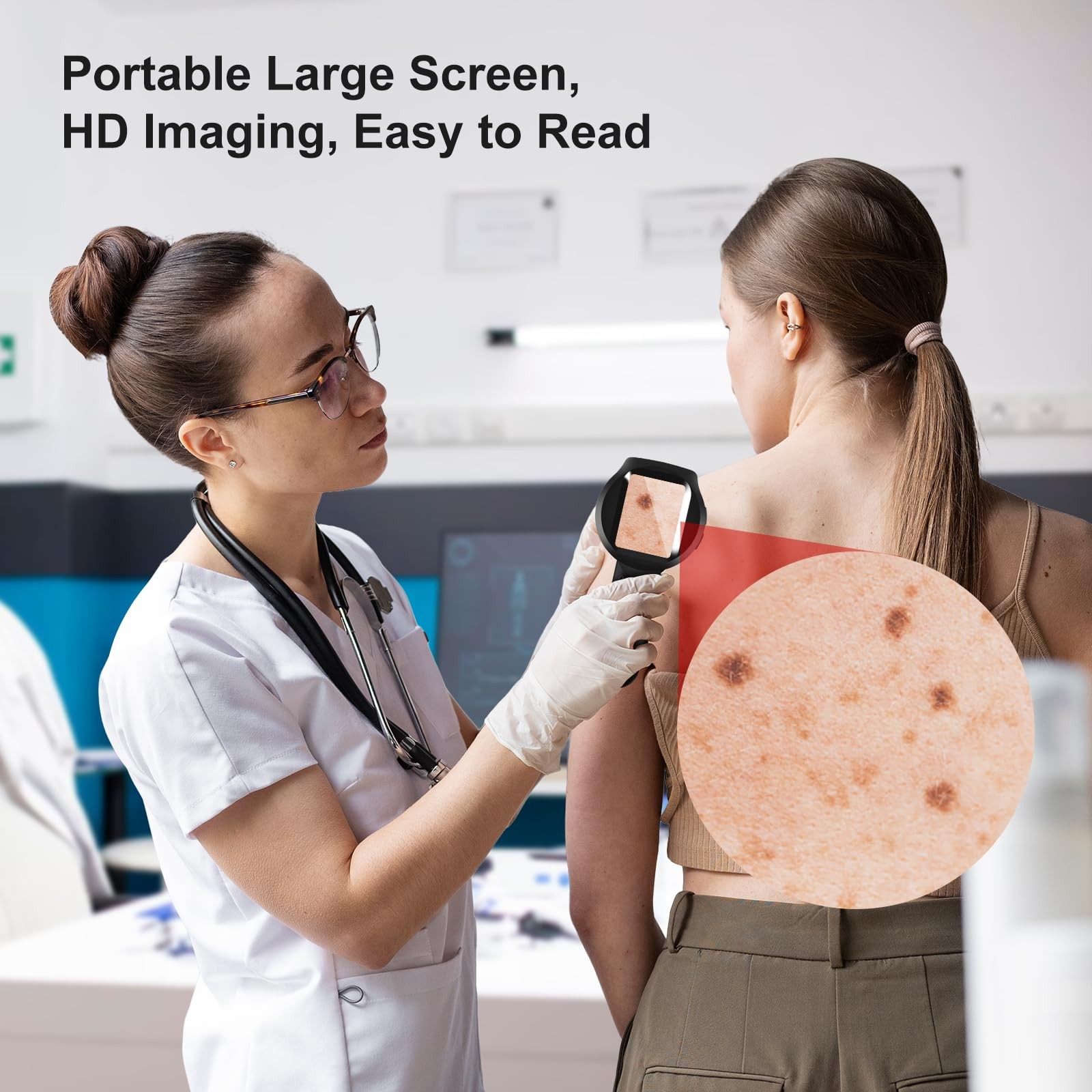 Handheld Dermatoscope, 500X Magnification Skin & Scalp Analyzer for Scalp/Hair