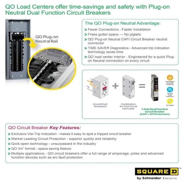(1 ct) Square D QO120 20 Amp 1 Pole 120/240V QO New Style Trip Window Yellow D