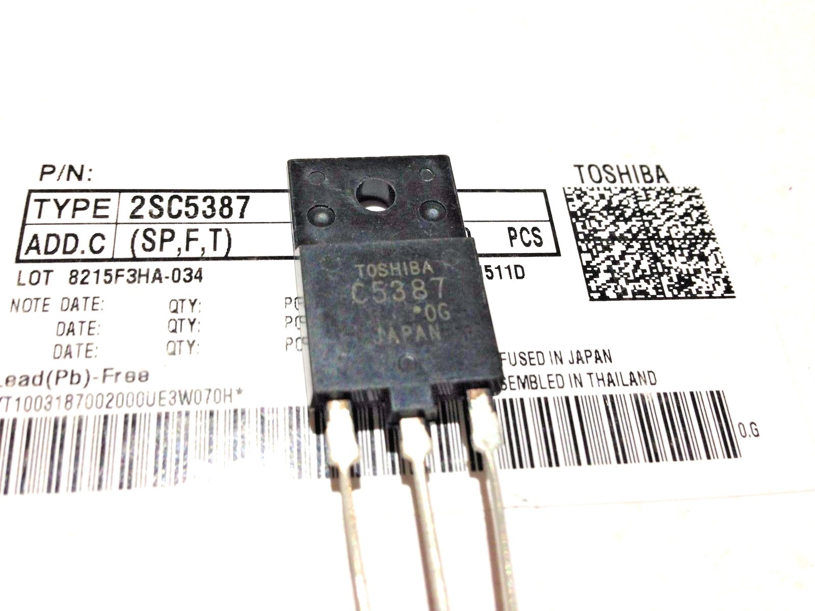 5 Pieces | 2SC5387 Silicon NPN Triple Diffused Transistor C5387 Toshiba